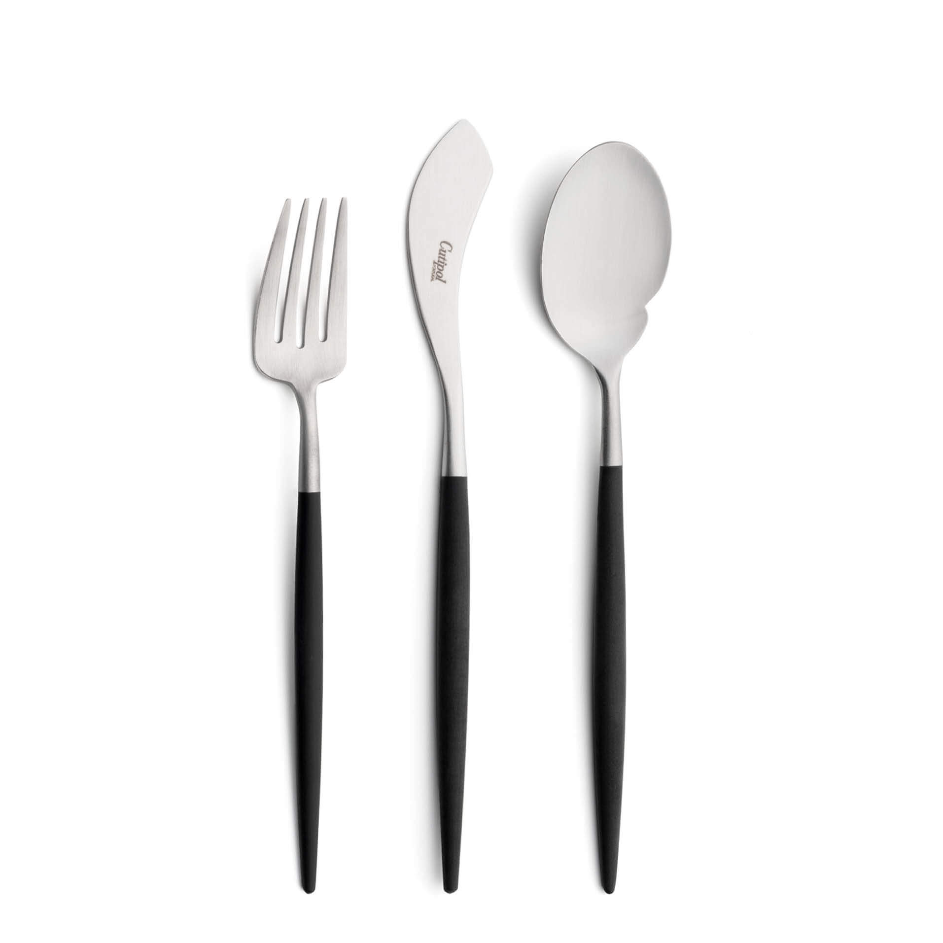 Cutipol Goa Gold Black Matte Brushed Cutlery Collection from Abode