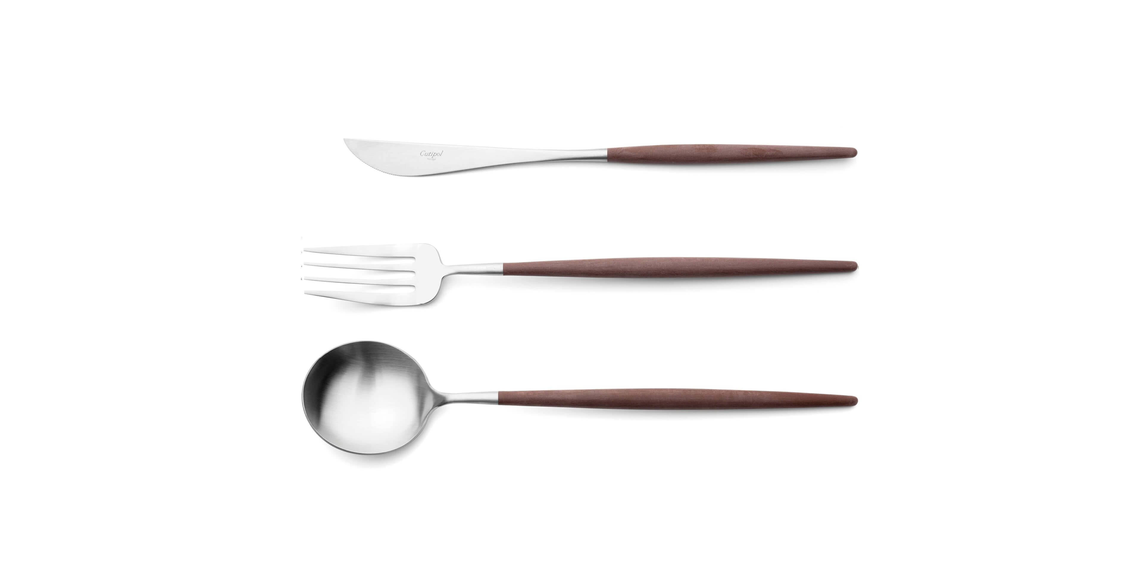 Serving spoon, serving fork and serving knife Cutipol Goa Brown
