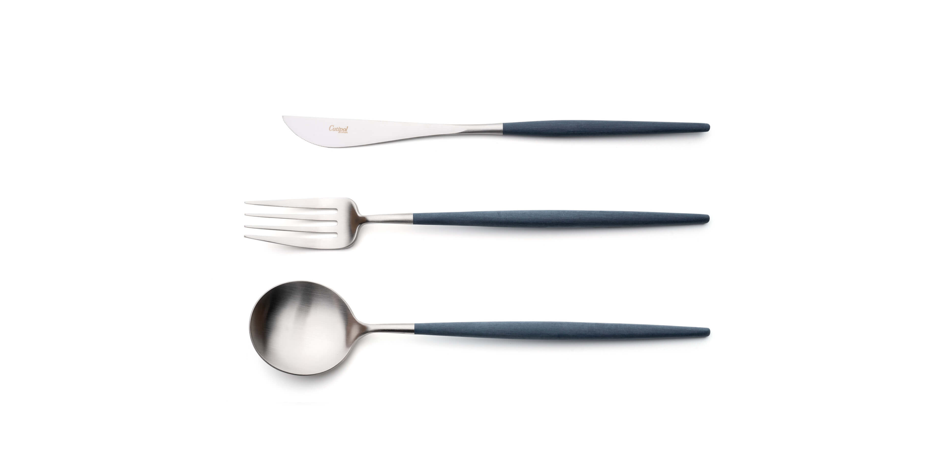 Serving spoon, serving fork and serving knife Cutipol Goa Blue