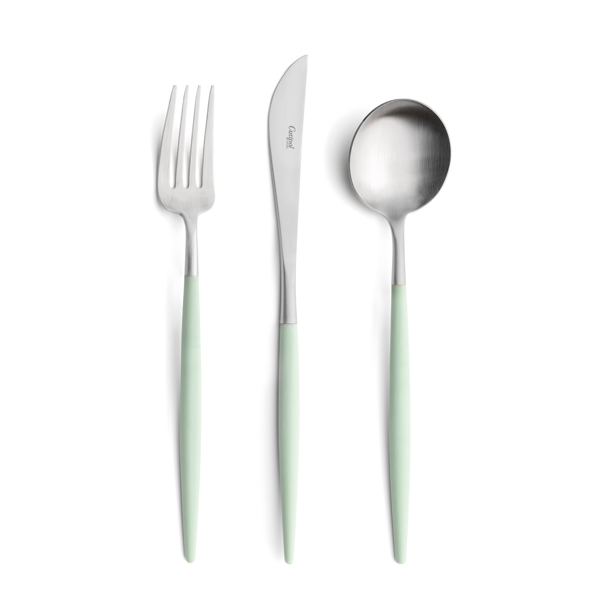 Cutipol Cutlery Goa Celadon with dinner fork, dinner knife, table spoon