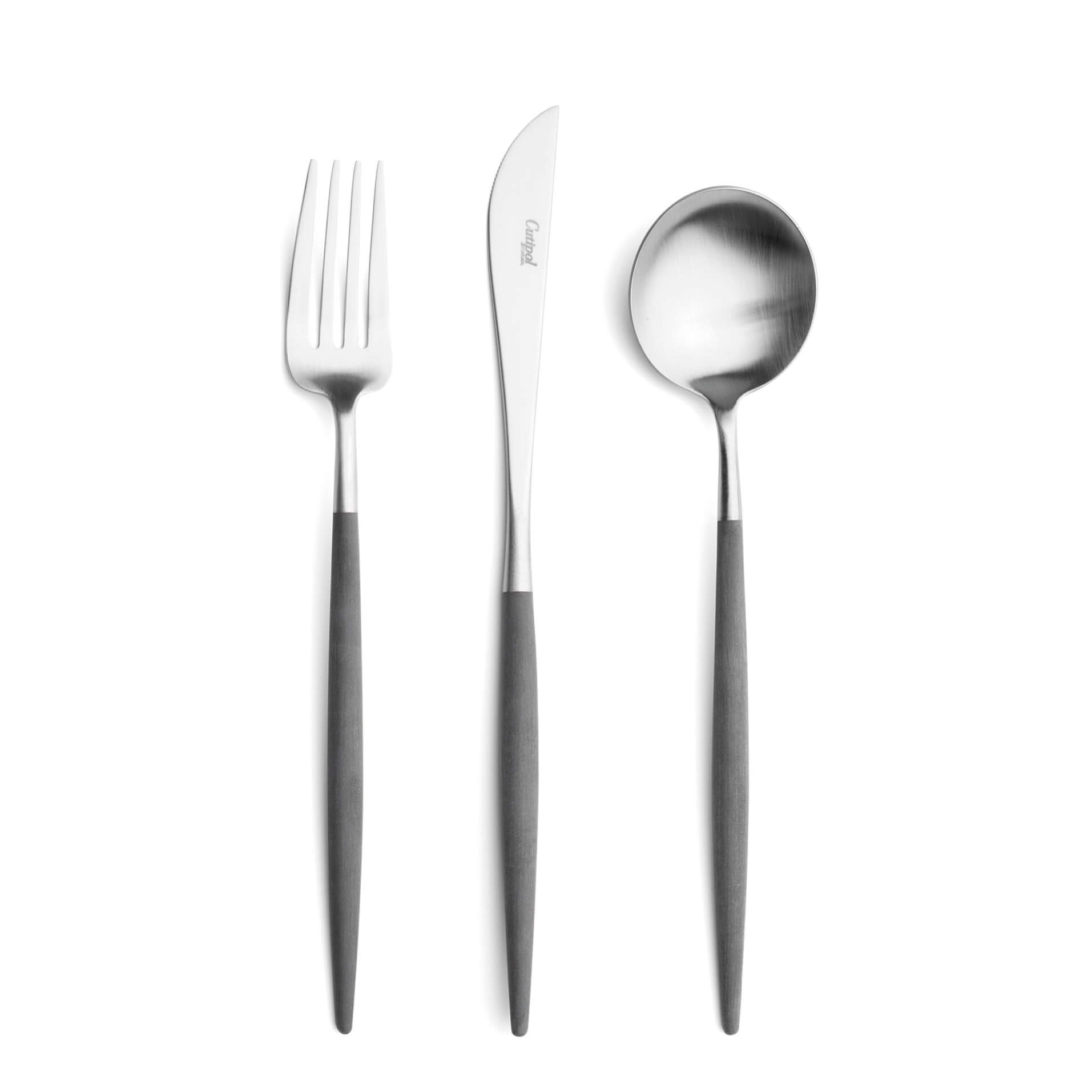 Cutipol Cutlery Goa Grey with dinner fork, dinner knife, table spoon