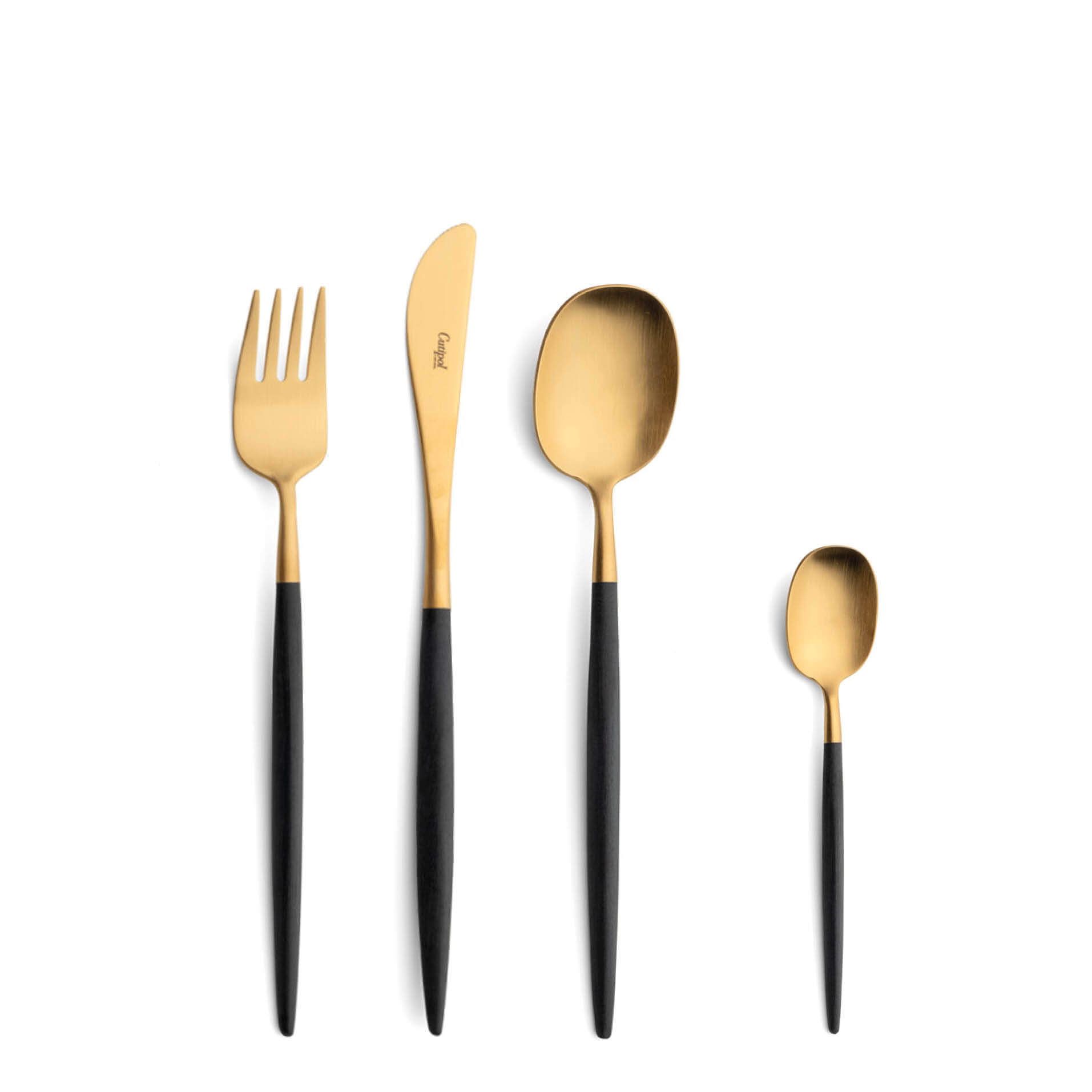 Cutipol Cutlery Nau Gold with dessert fork, dessert knife, dessert spoon and tea-coffee spoon