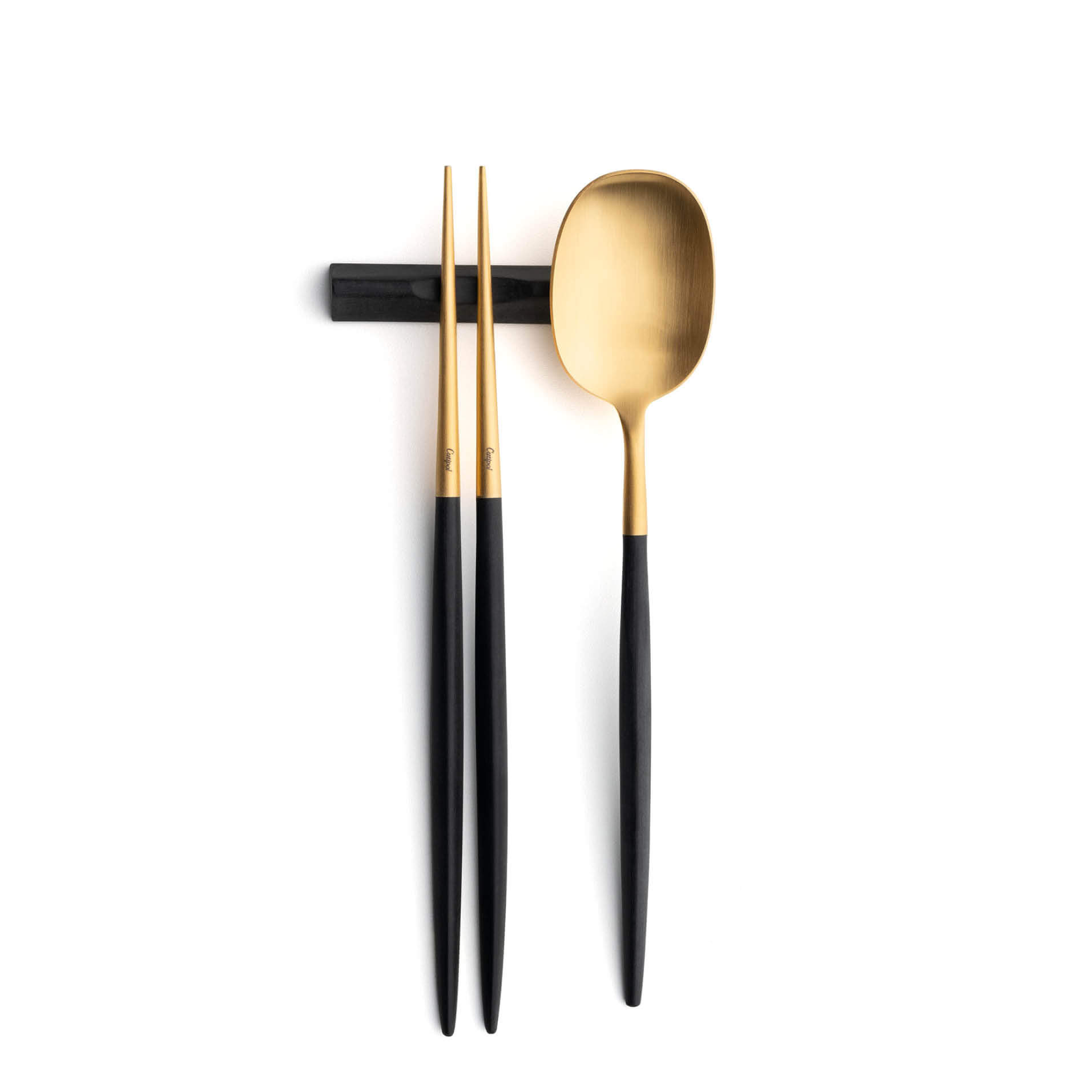 Nau Gold Chopsticks with support and table spoon