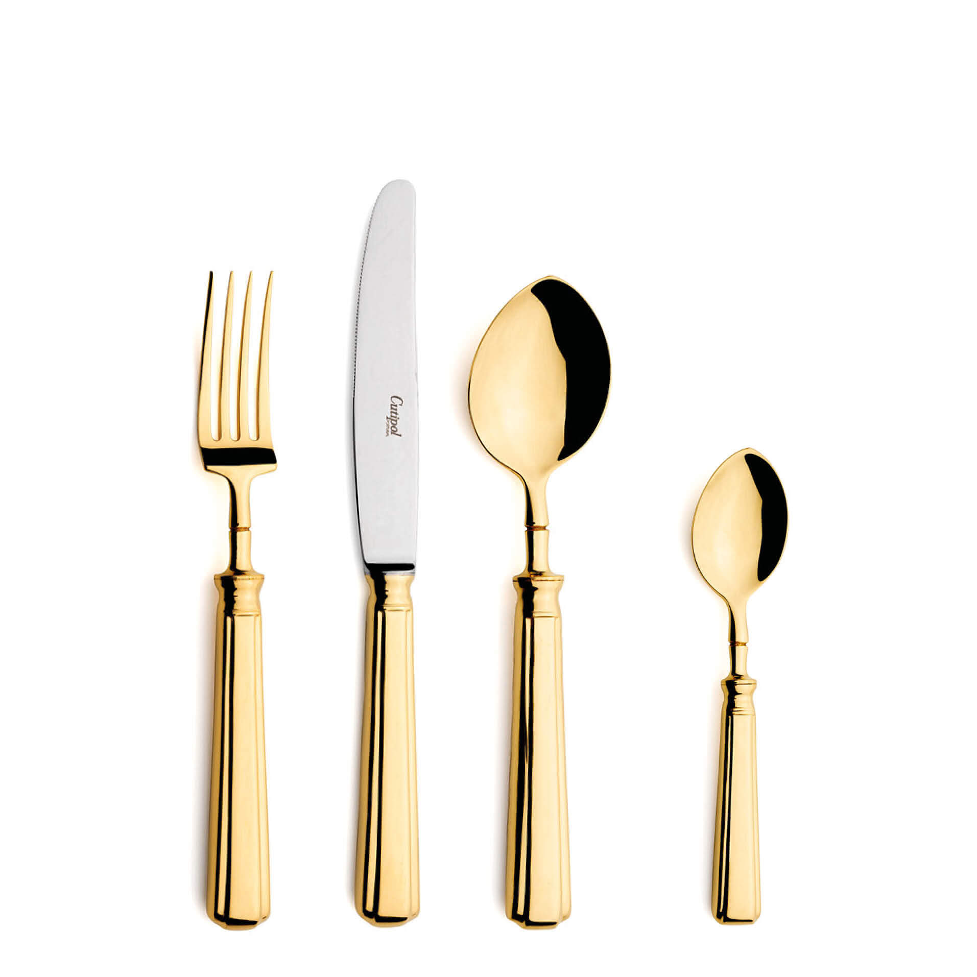 Cutipol Cutlery Piccadilly Gold with dessert fork, dessert knife, dessert spoon and tea-coffee spoon