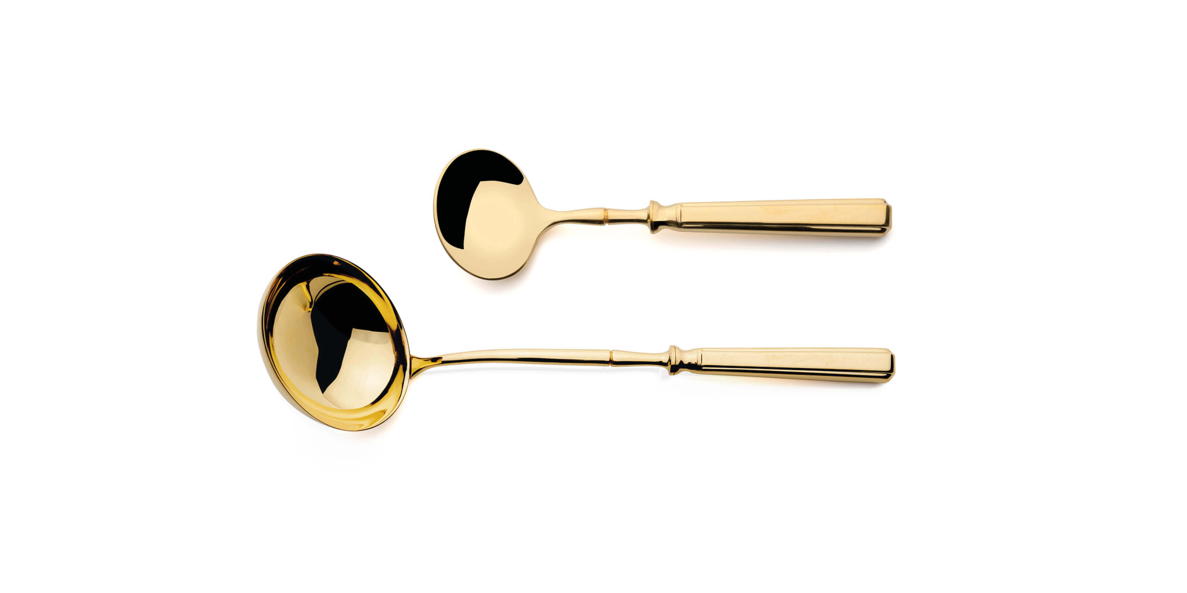 Cutipol Piccadilly Gold with soup ladle and sauce ladle