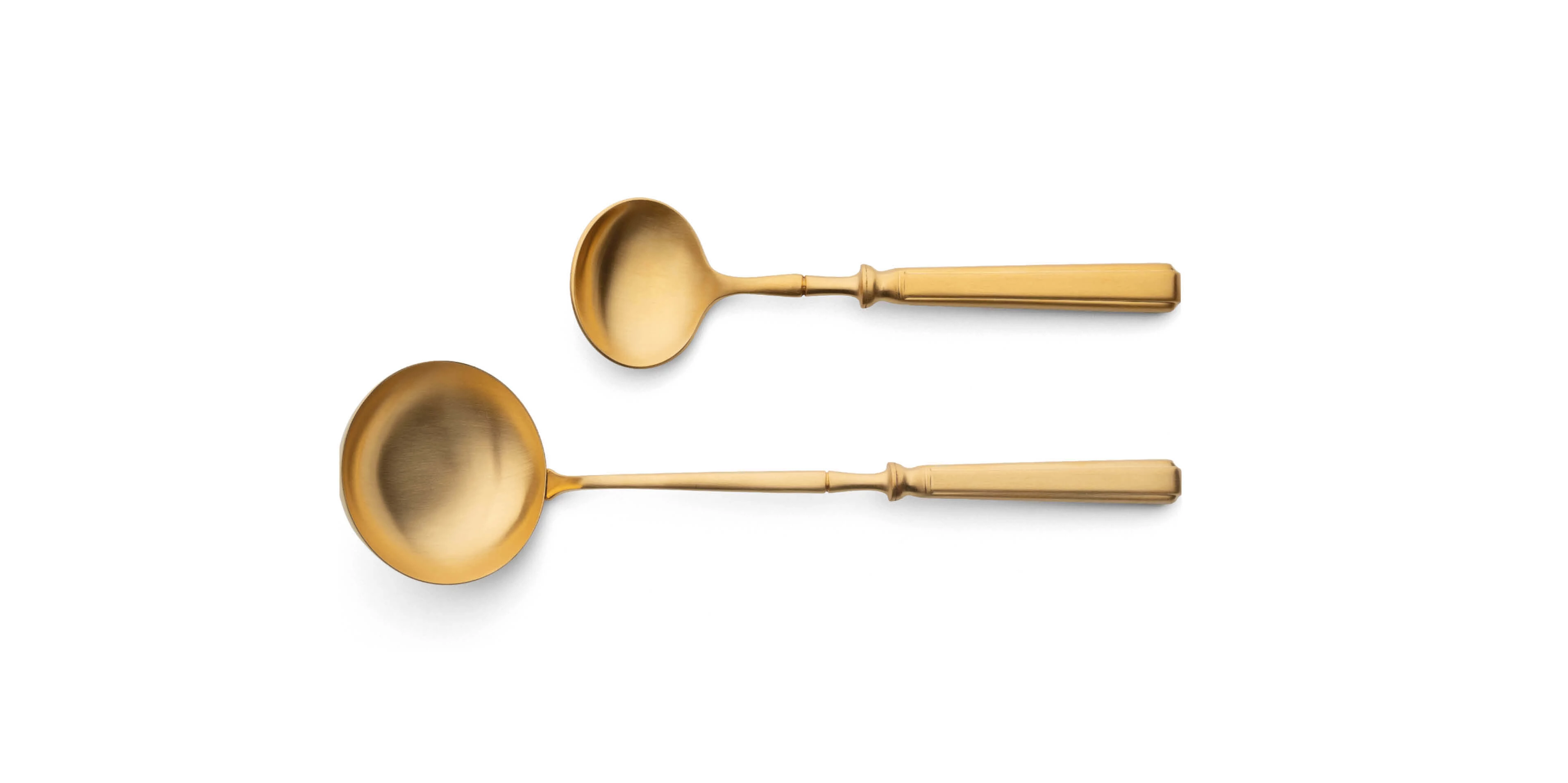 Cutipol Piccadilly Matte Gold with soup ladle and sauce ladle