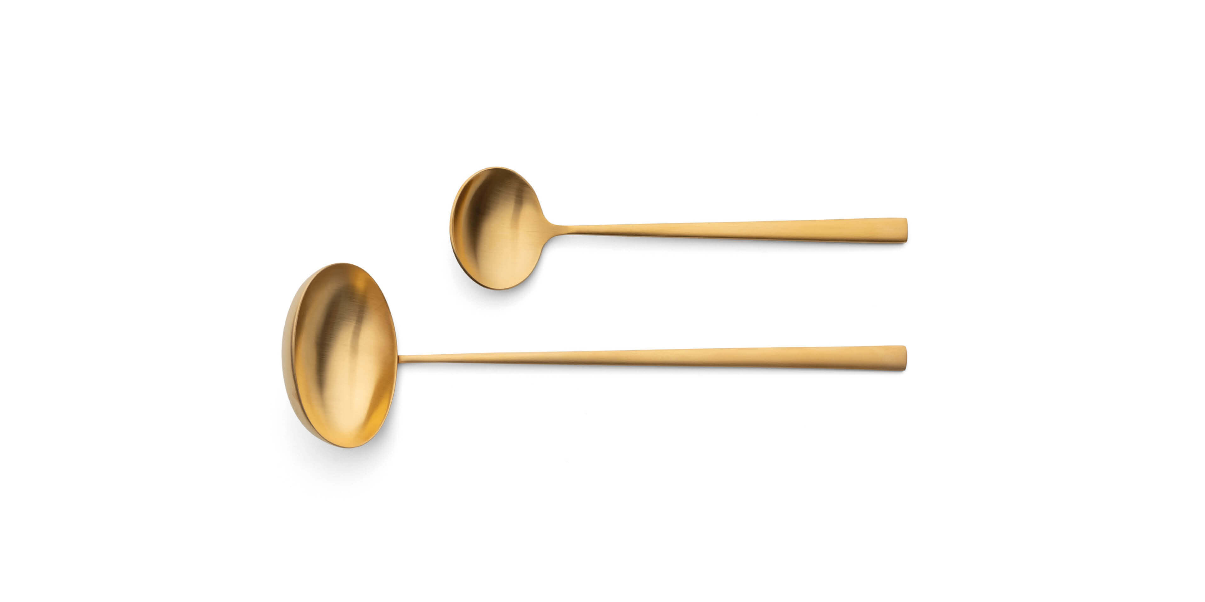Cutipol Rondo Matte Gold with soup ladle and sauce ladle