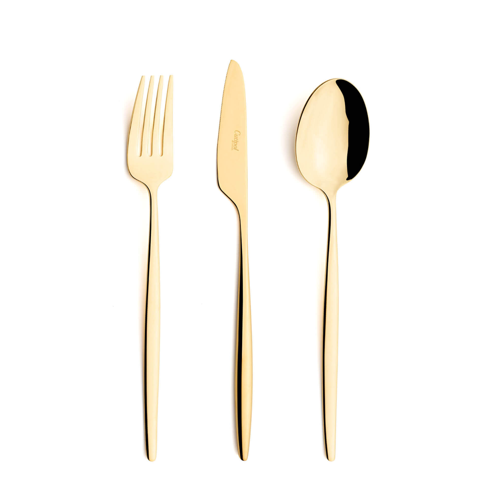 Cutipol Cutlery Solo Gold with dinner fork, dinner knife, table spoon