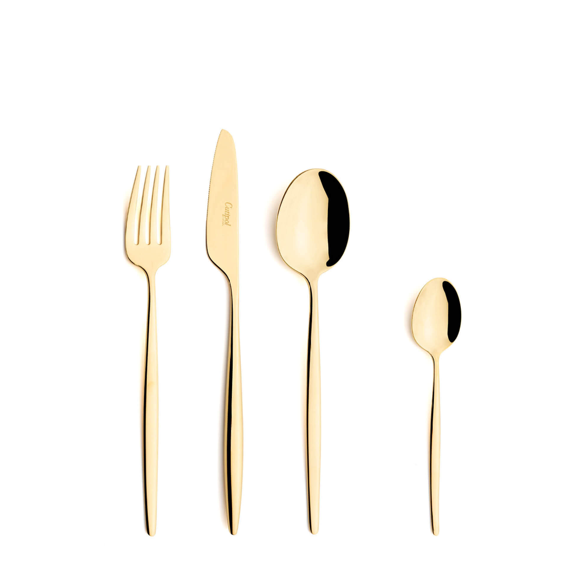 Cutipol Cutlery Solo Gold with dessert fork, dessert knife, dessert spoon and tea-coffee spoon