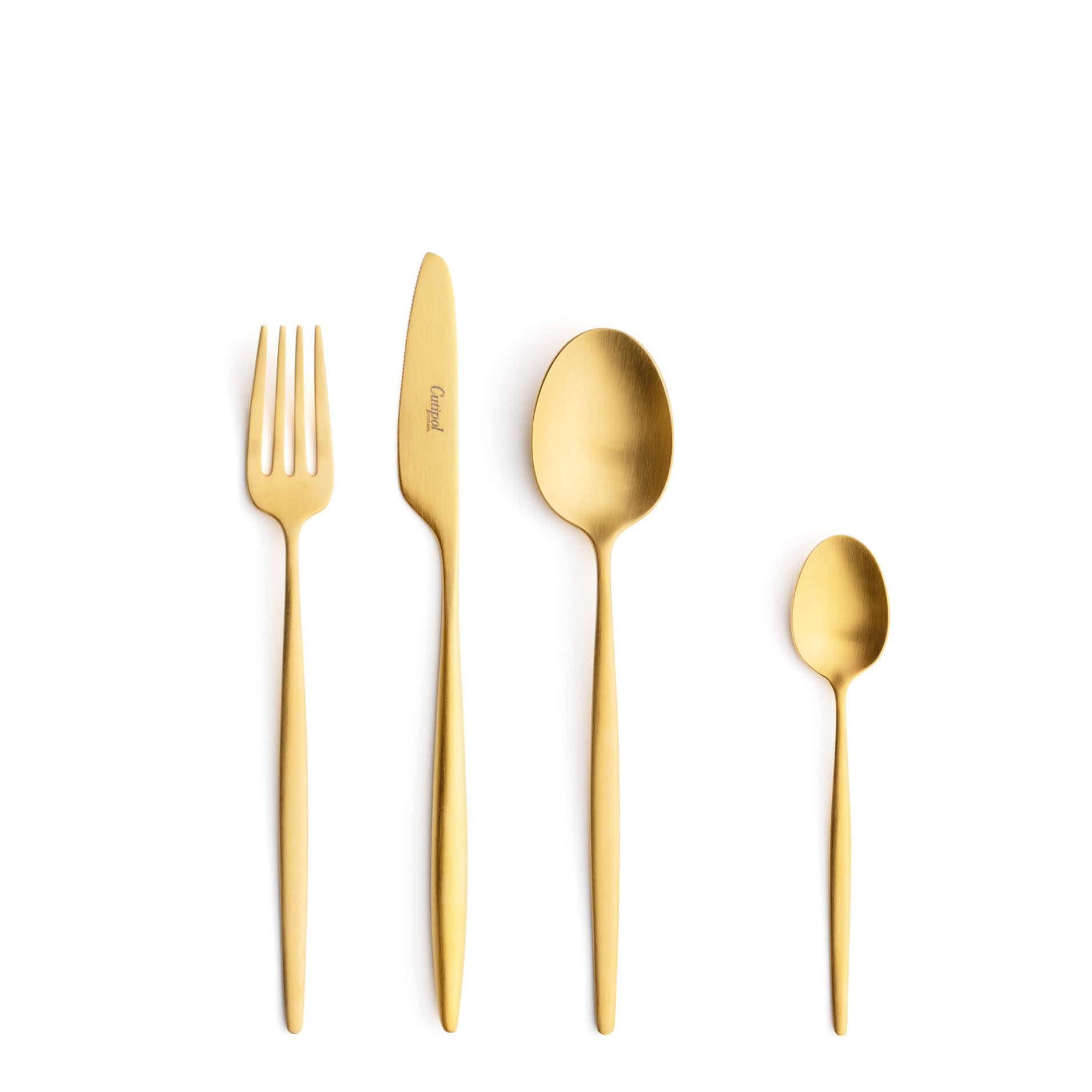 Cutipol Cutlery Solo Matte Gold with dessert fork, dessert knife, dessert spoon and tea-coffee spoon