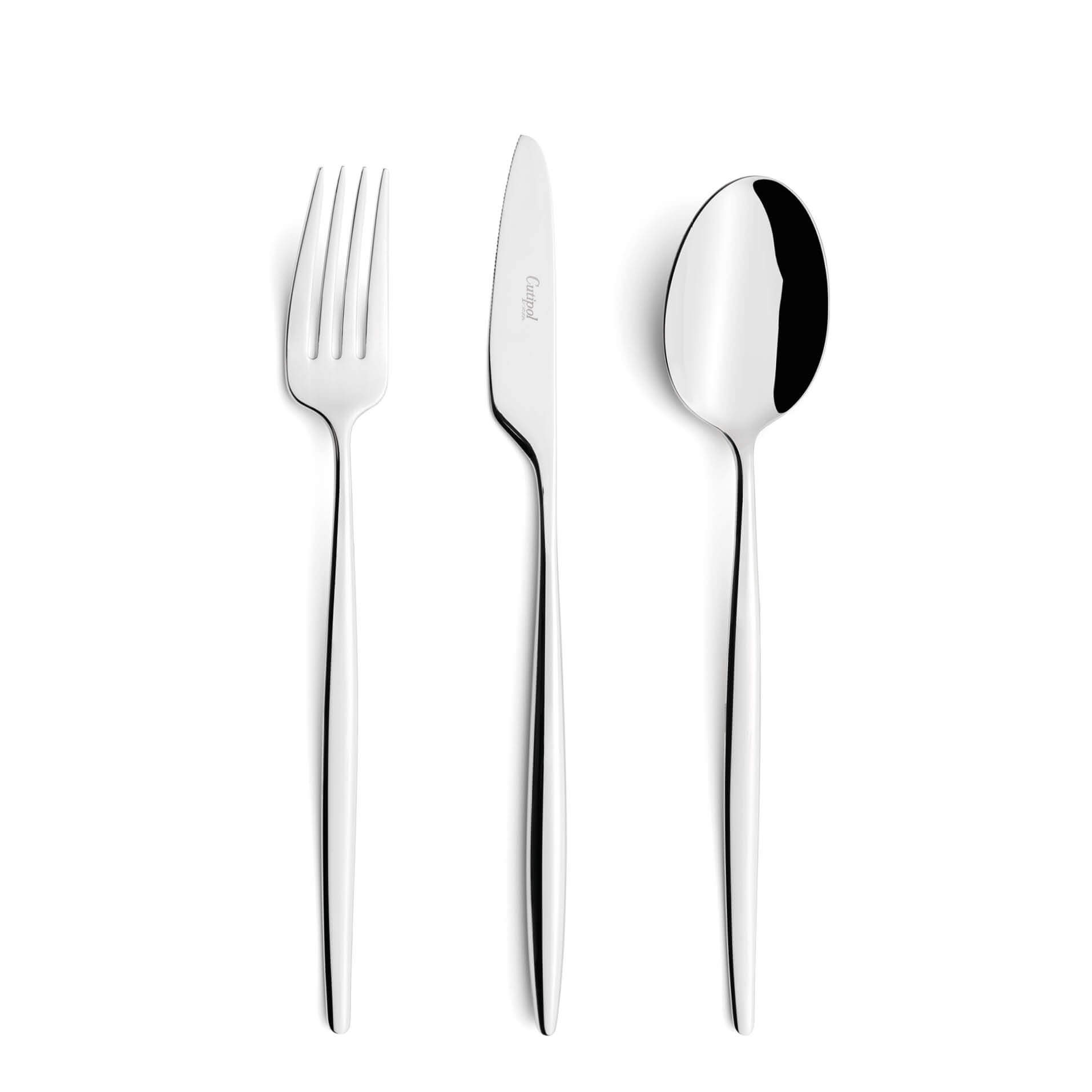Talheres Cutipol Solo com garfo de mesa, faca de mesa e colher de mesa