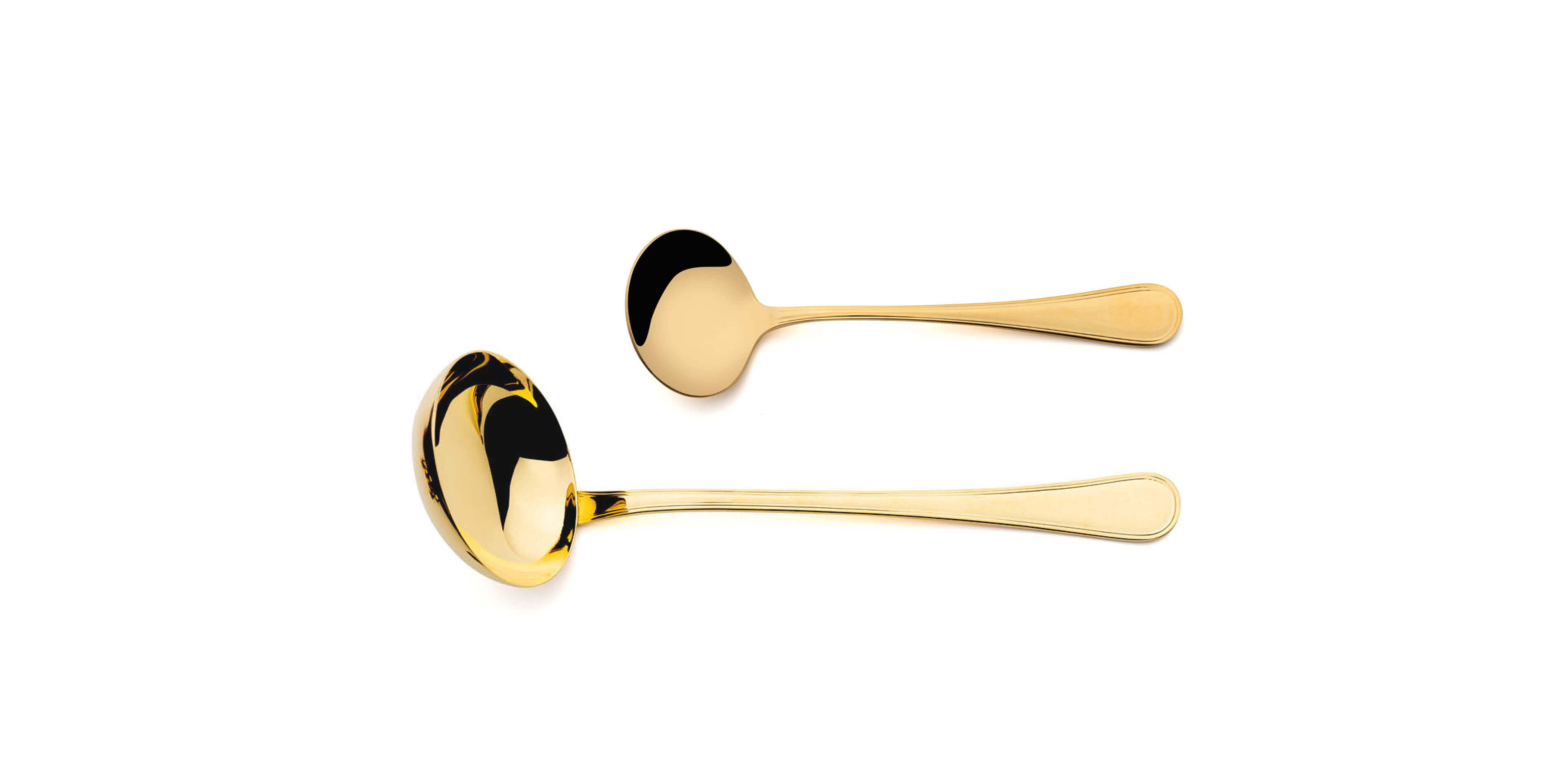 Cutipol Sevigné Gold with soup ladle and sauce ladle