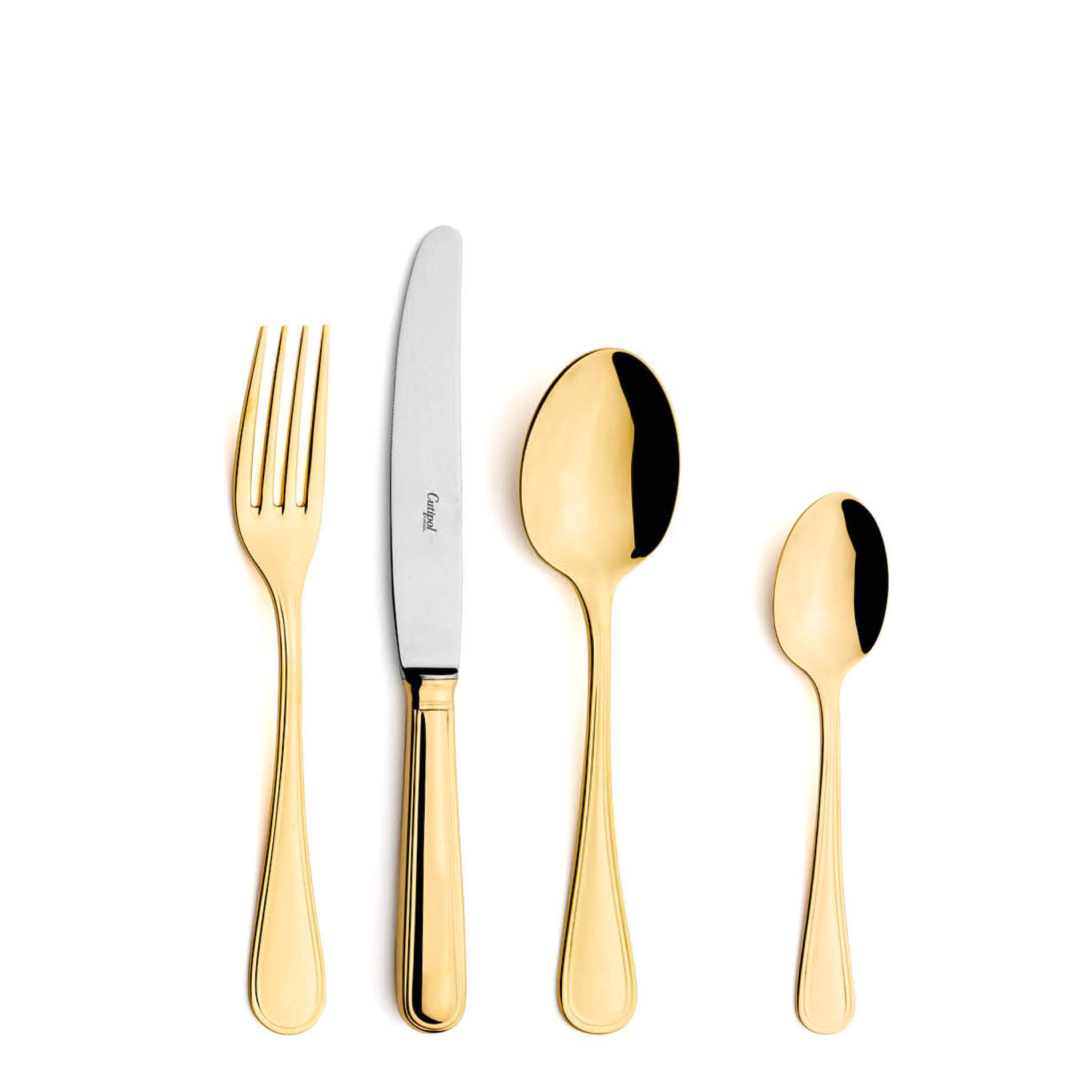 Cutipol Cutlery Sevigné Gold with dessert fork, dessert knife, dessert spoon and tea-coffee spoon