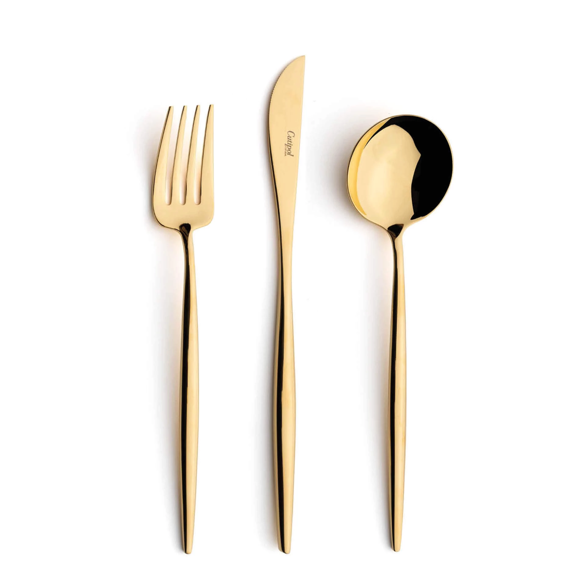 Cutipol Cutlery Moon Gold with dinner fork, dinner knife, table spoon