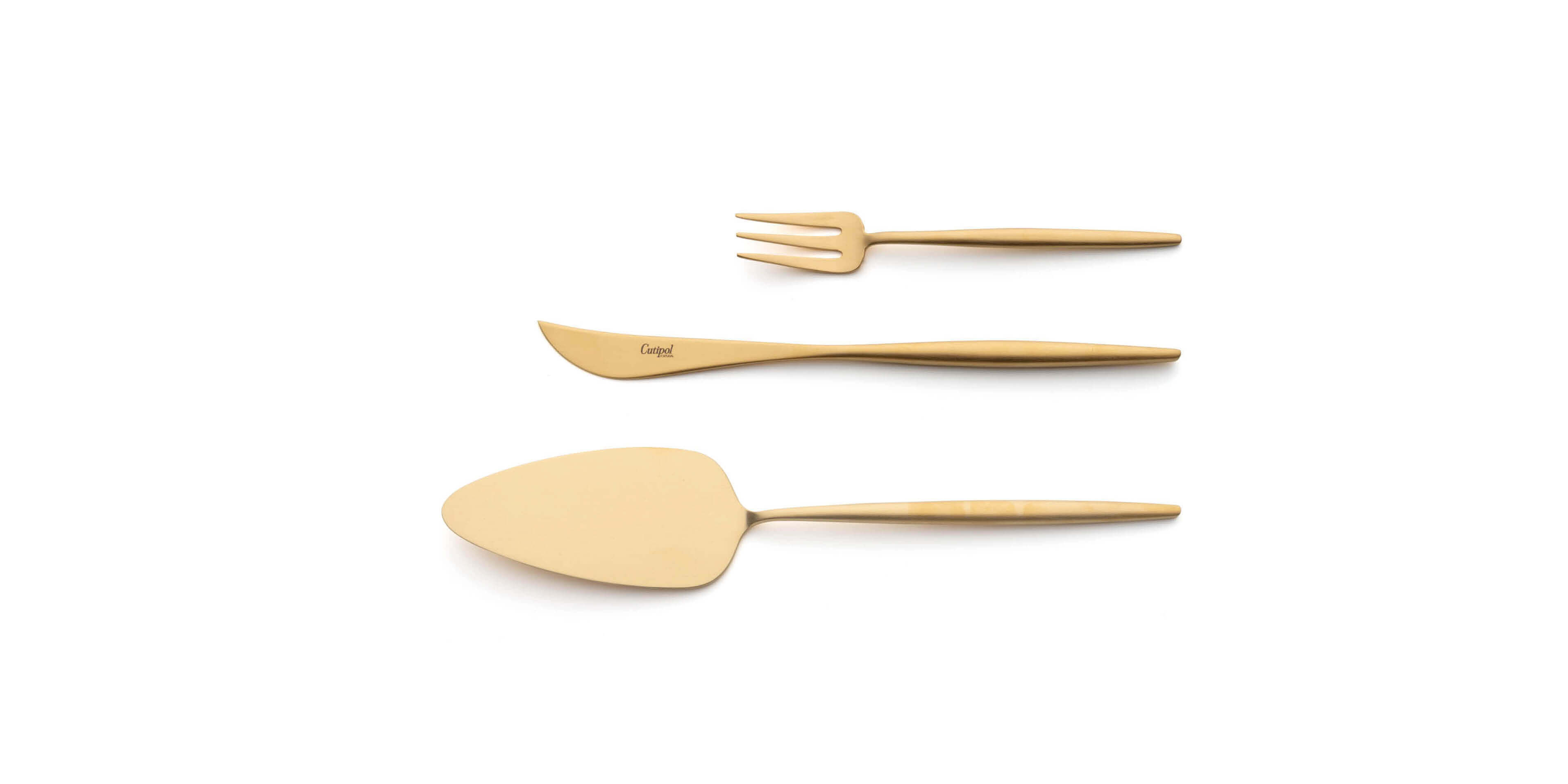 Pie Server, Cheese knife and pastry fork Cutipol Moon Matte Gold