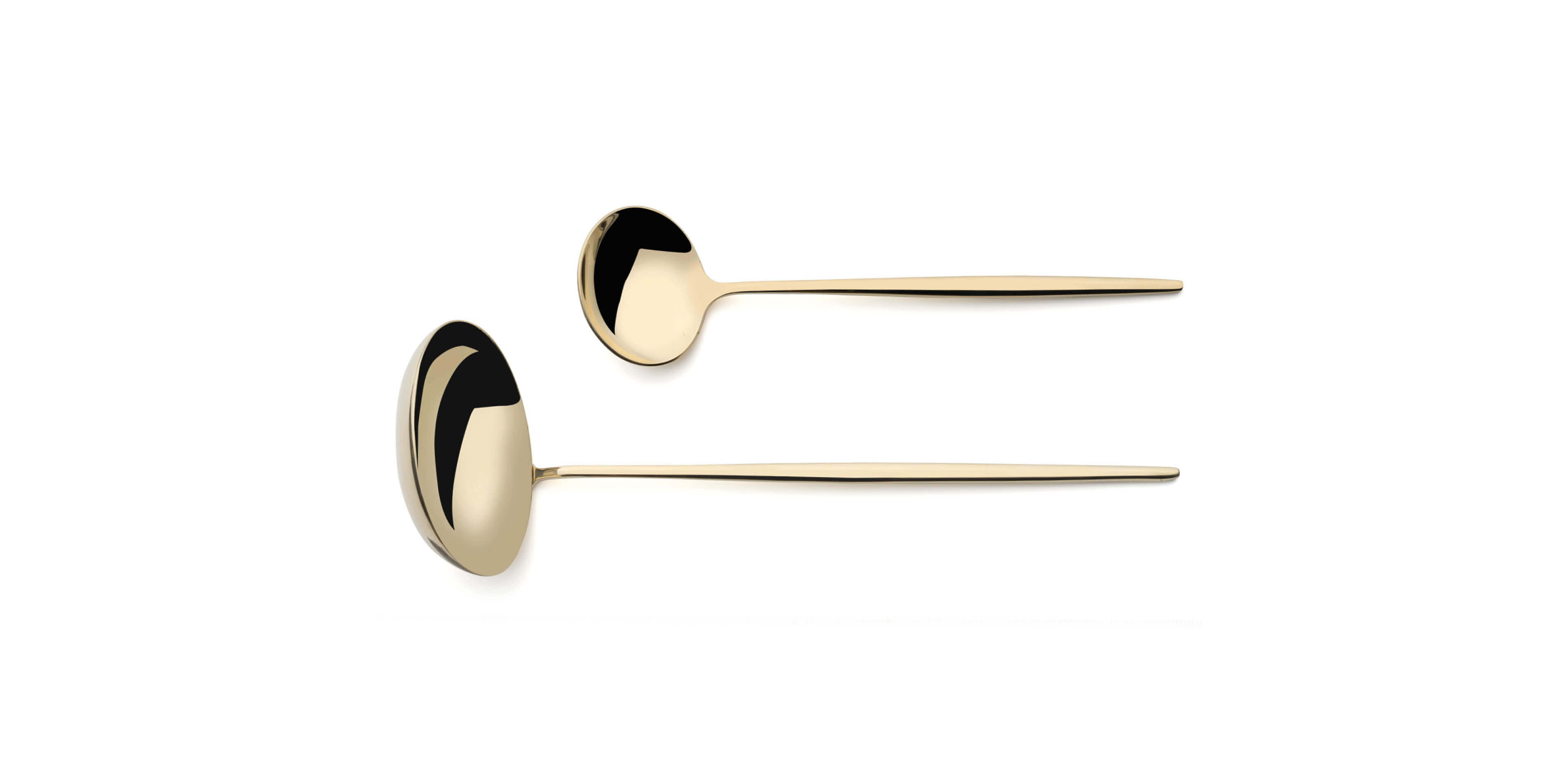 Cutipol Moon Matte Champagne with soup ladle and sauce ladle