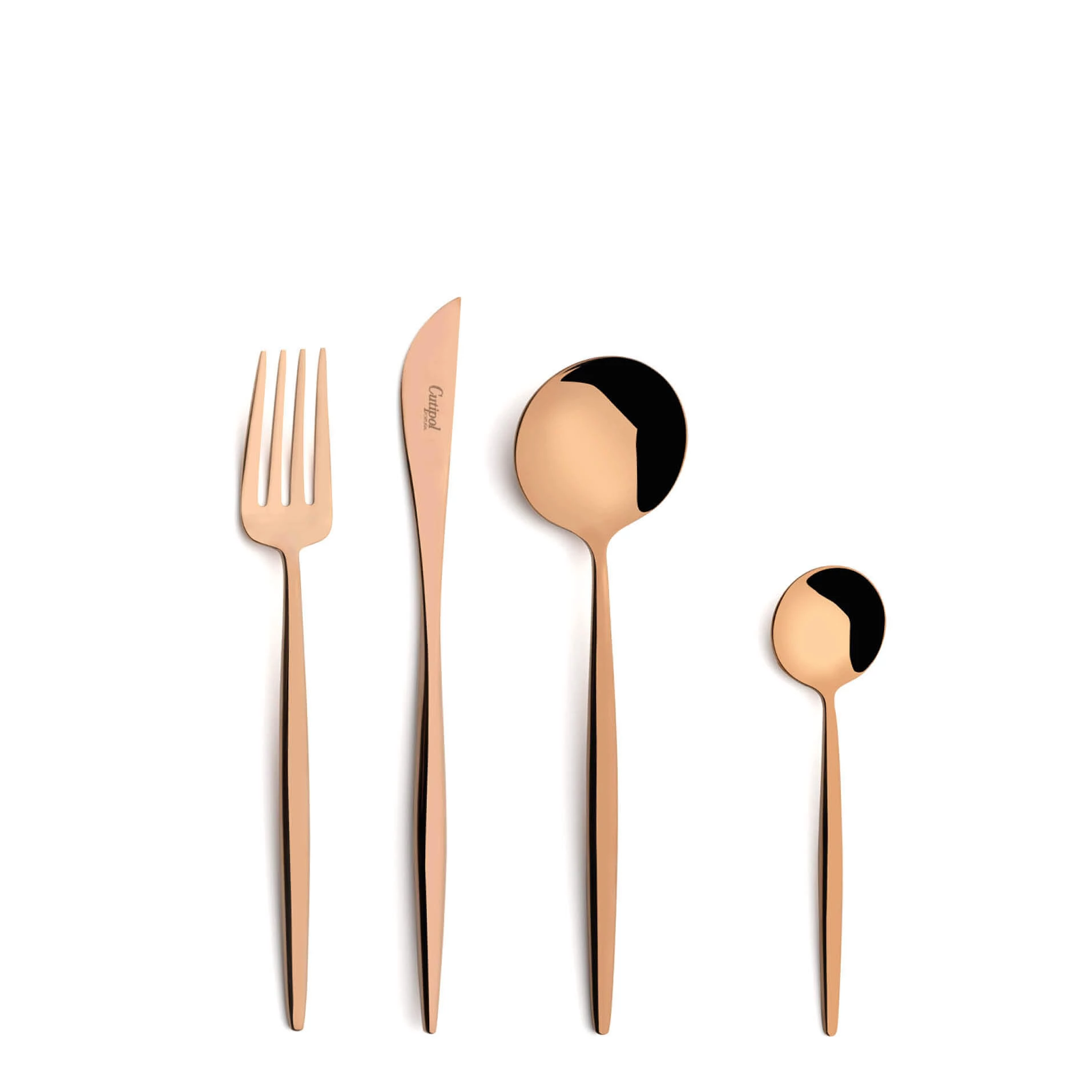 Cutipol Cutlery Moon Copper with dessert fork, dessert knife, dessert spoon and tea-coffee spoon