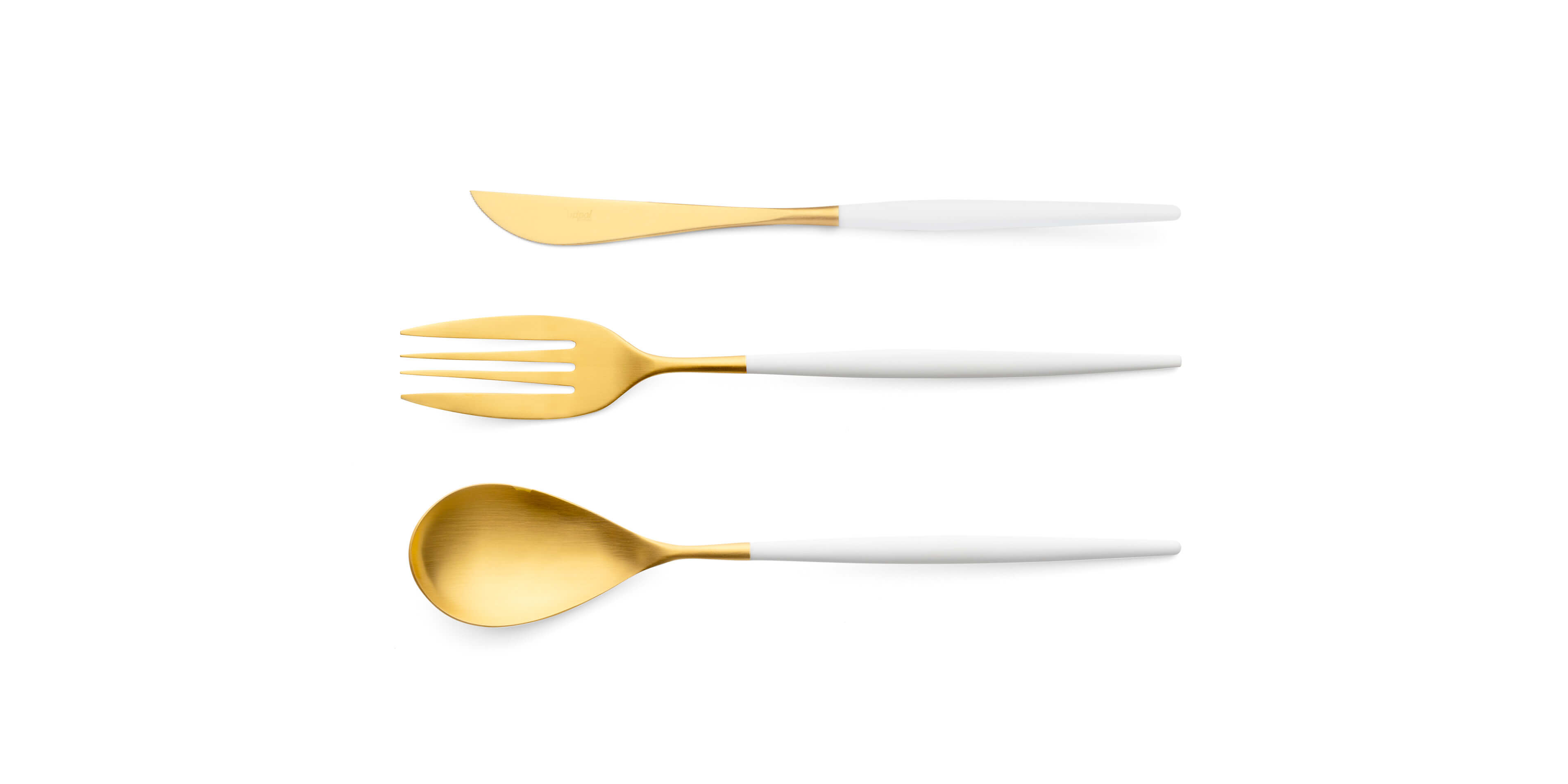 Serving spoon, serving fork and serving knife Cutipol Mio White Gold