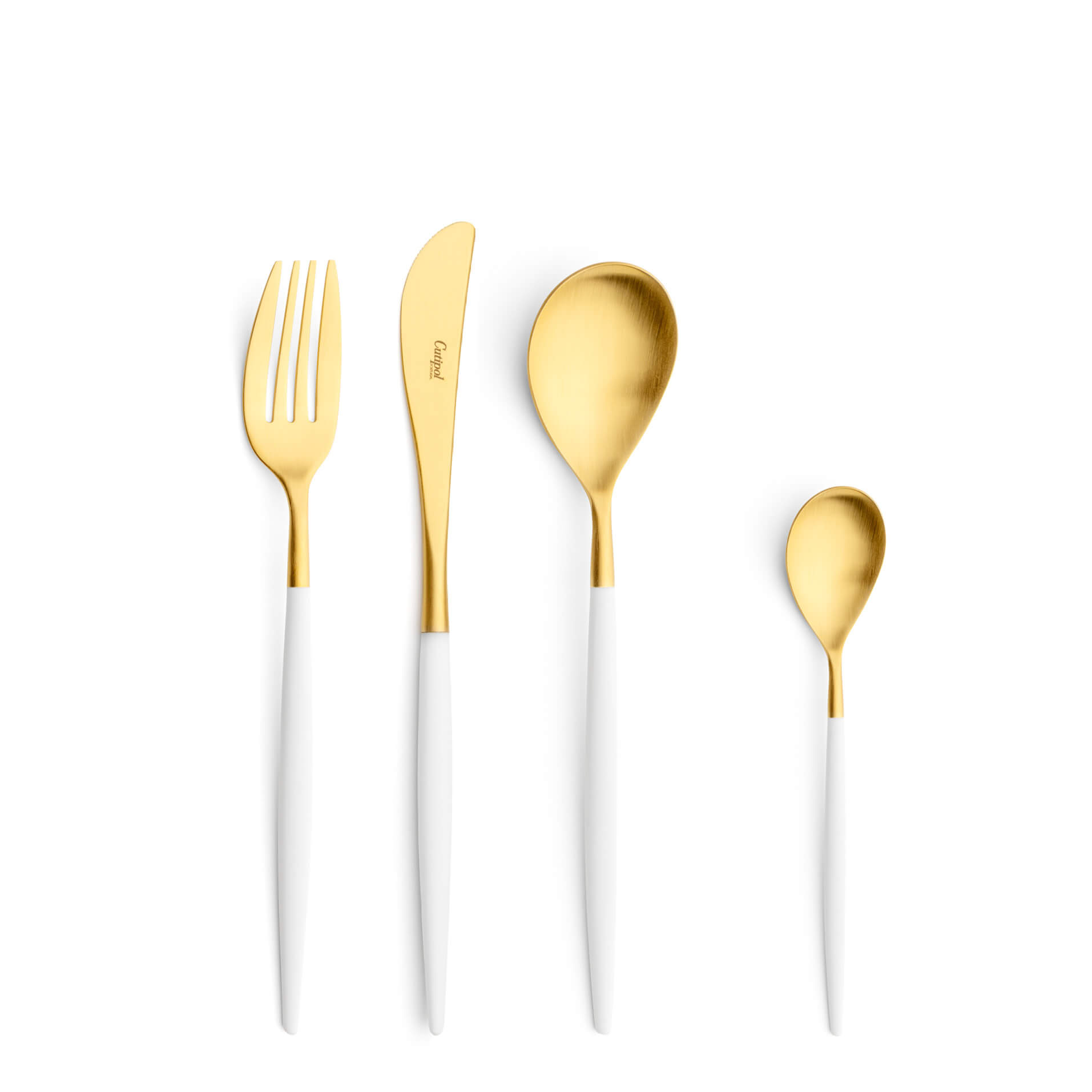 Cutipol Cutlery Mio White Gold with dessert fork, dessert knife, dessert spoon and tea-coffee spoon