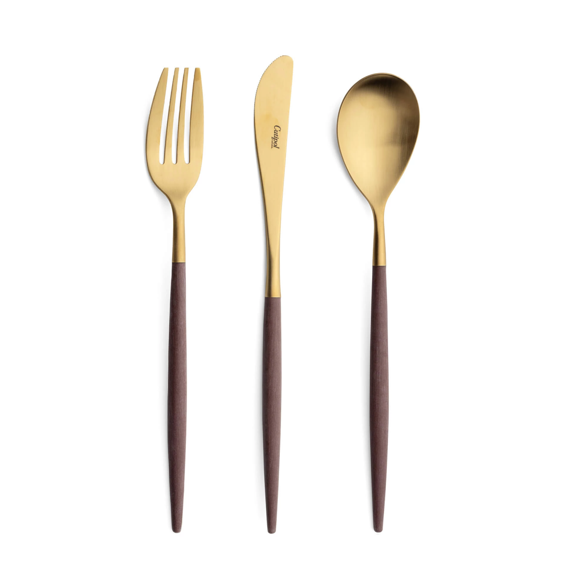 Cutipol Cutlery Mio Brown Gold with dinner fork, dinner knife, table spoon