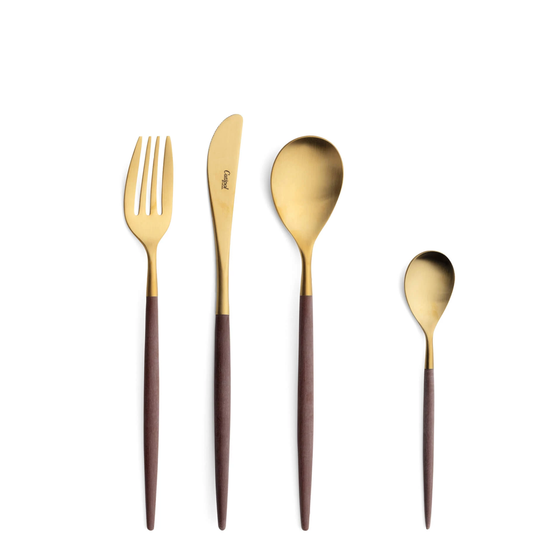 Cutipol Cutlery Mio Brown Gold with dessert fork, dessert knife, dessert spoon and tea-coffee spoon