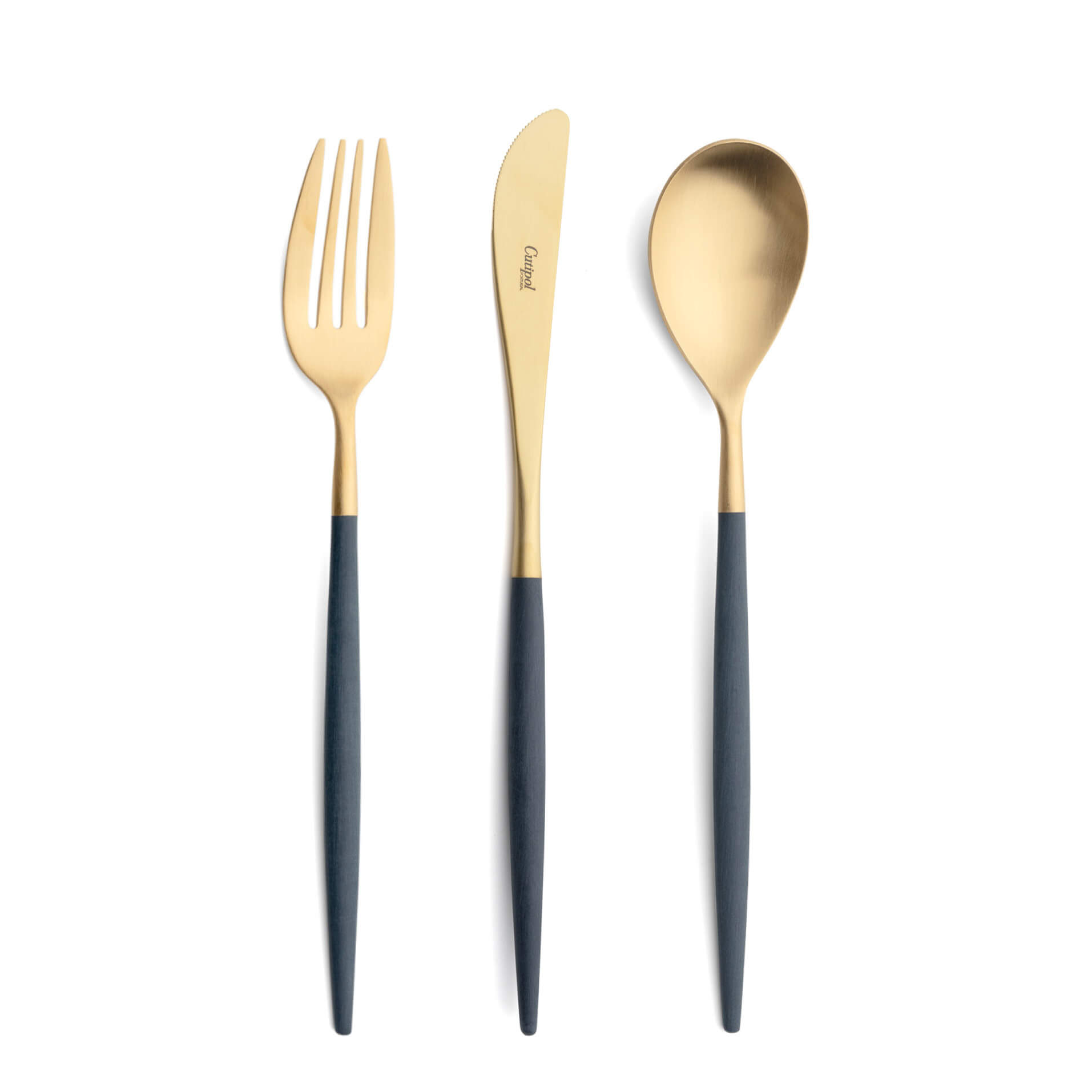 Cutipol Cutlery Mio Blue Gold with dinner fork, dinner knife, table spoon