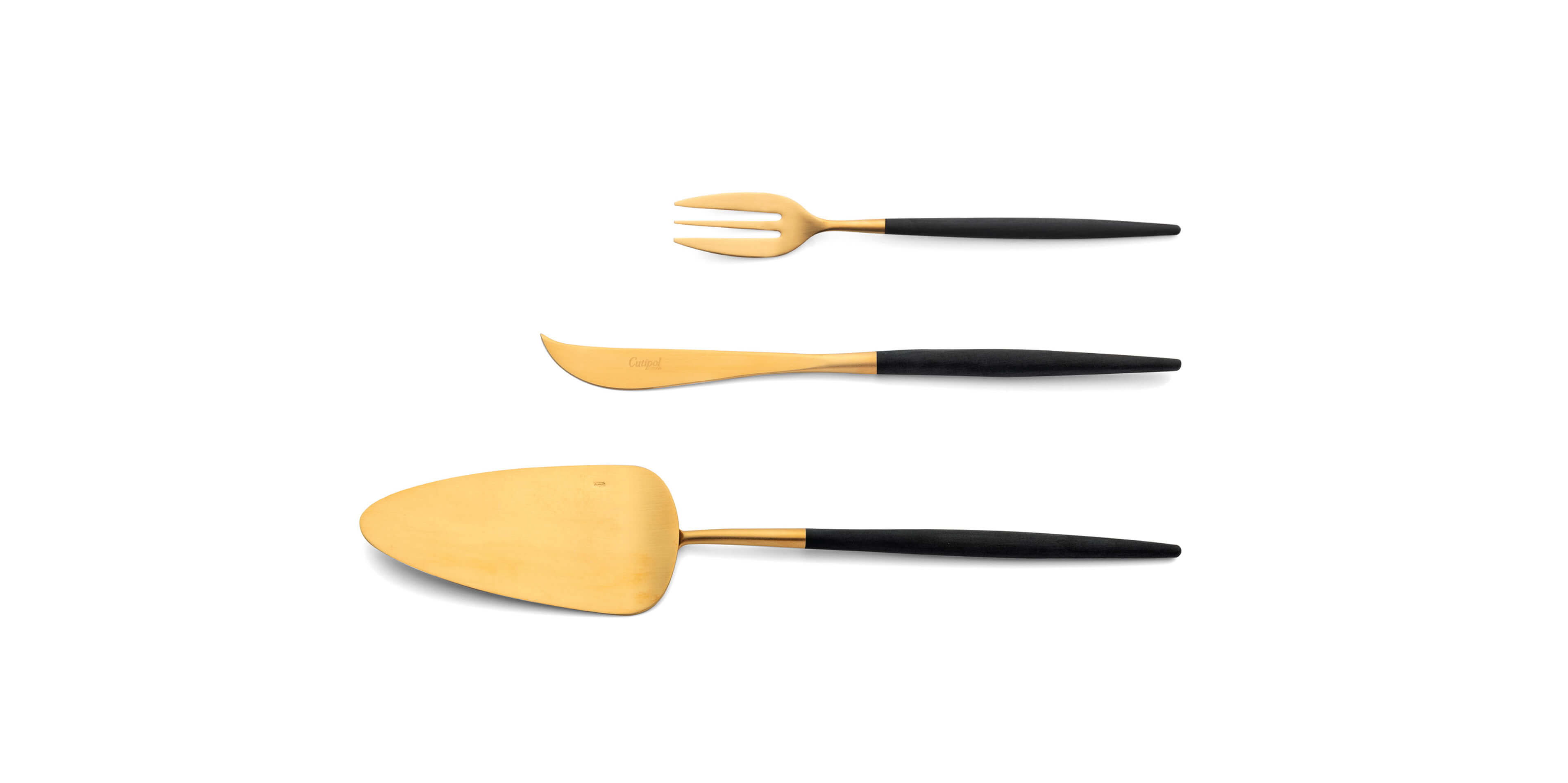 Pie server, cheese knife and pastry fork Cutipol Mio Gold