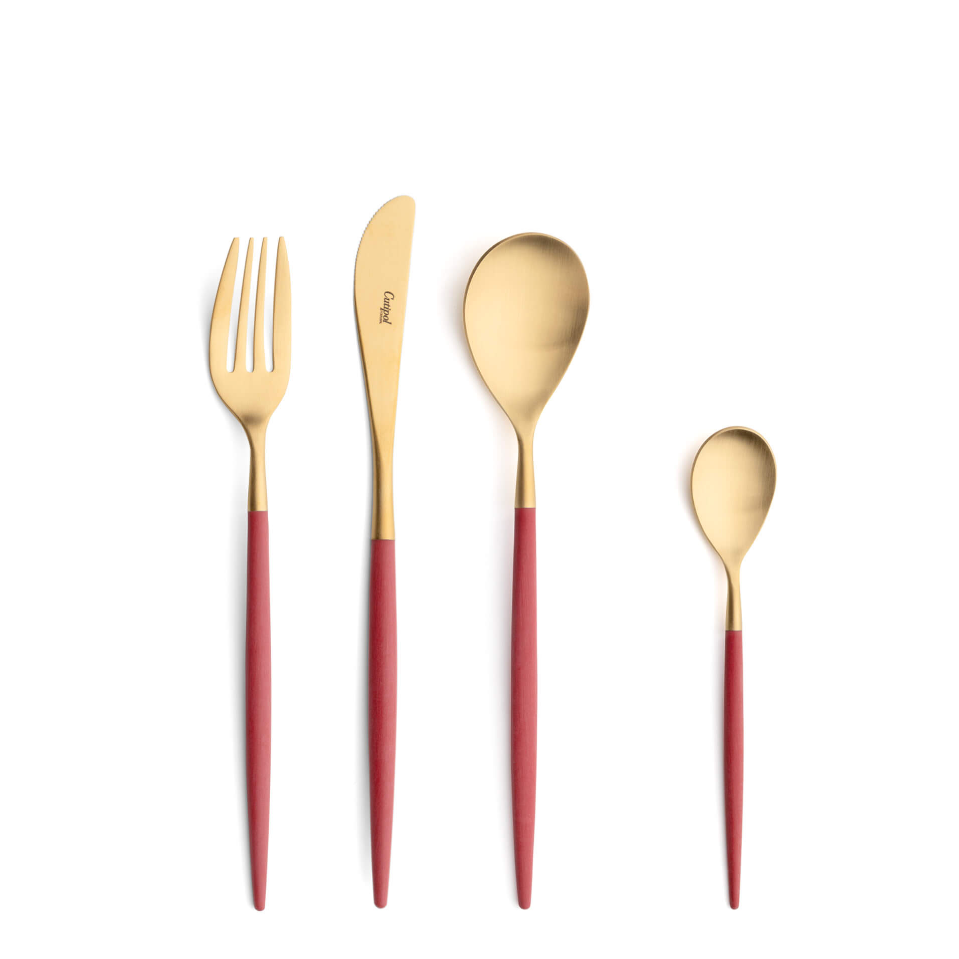 Cutipol Cutlery Mio Red Gold with dessert fork, dessert knife, dessert spoon and tea-coffee spoon