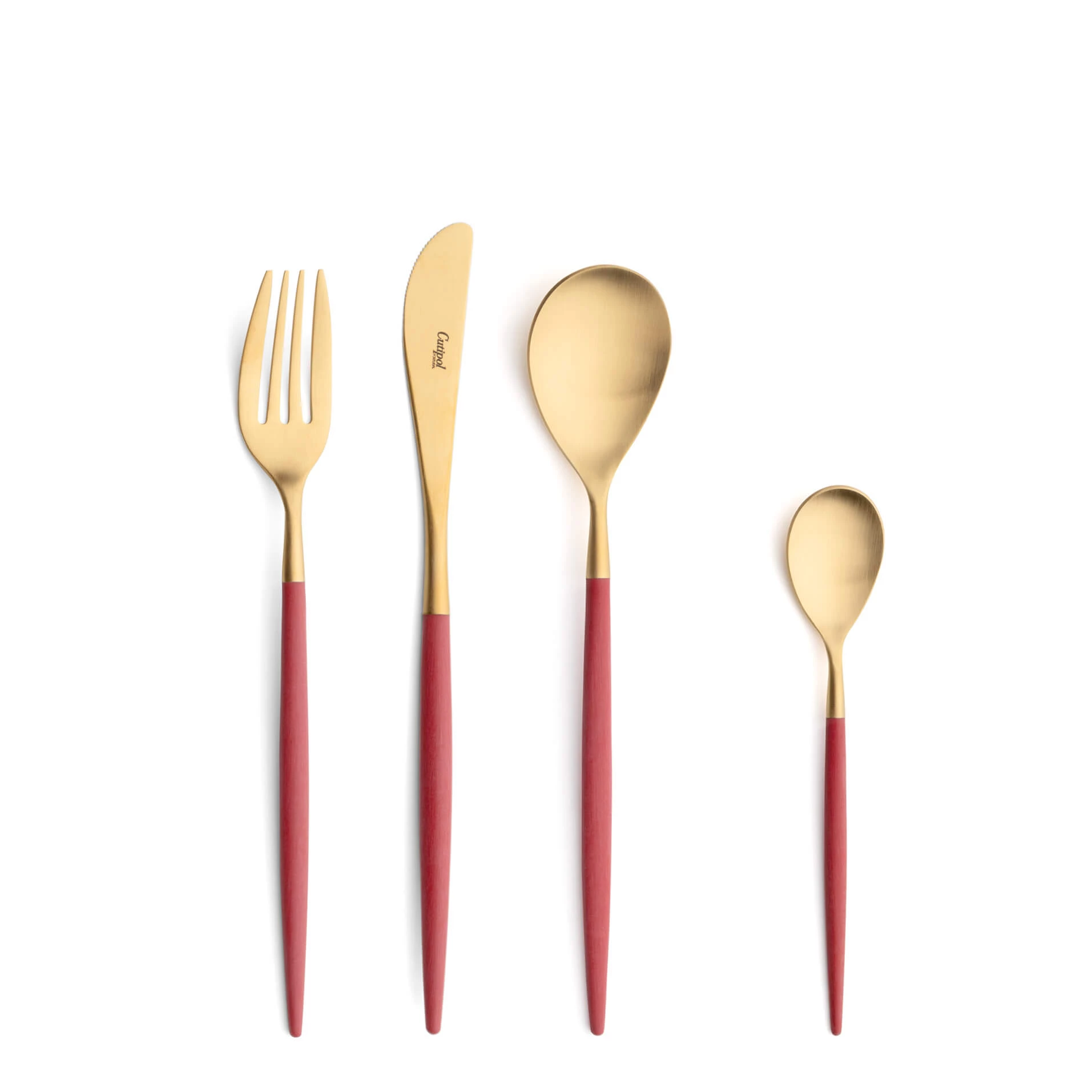 Cutipol Cutlery Mio Red Gold with dessert fork, dessert knife, dessert spoon and tea-coffee spoon