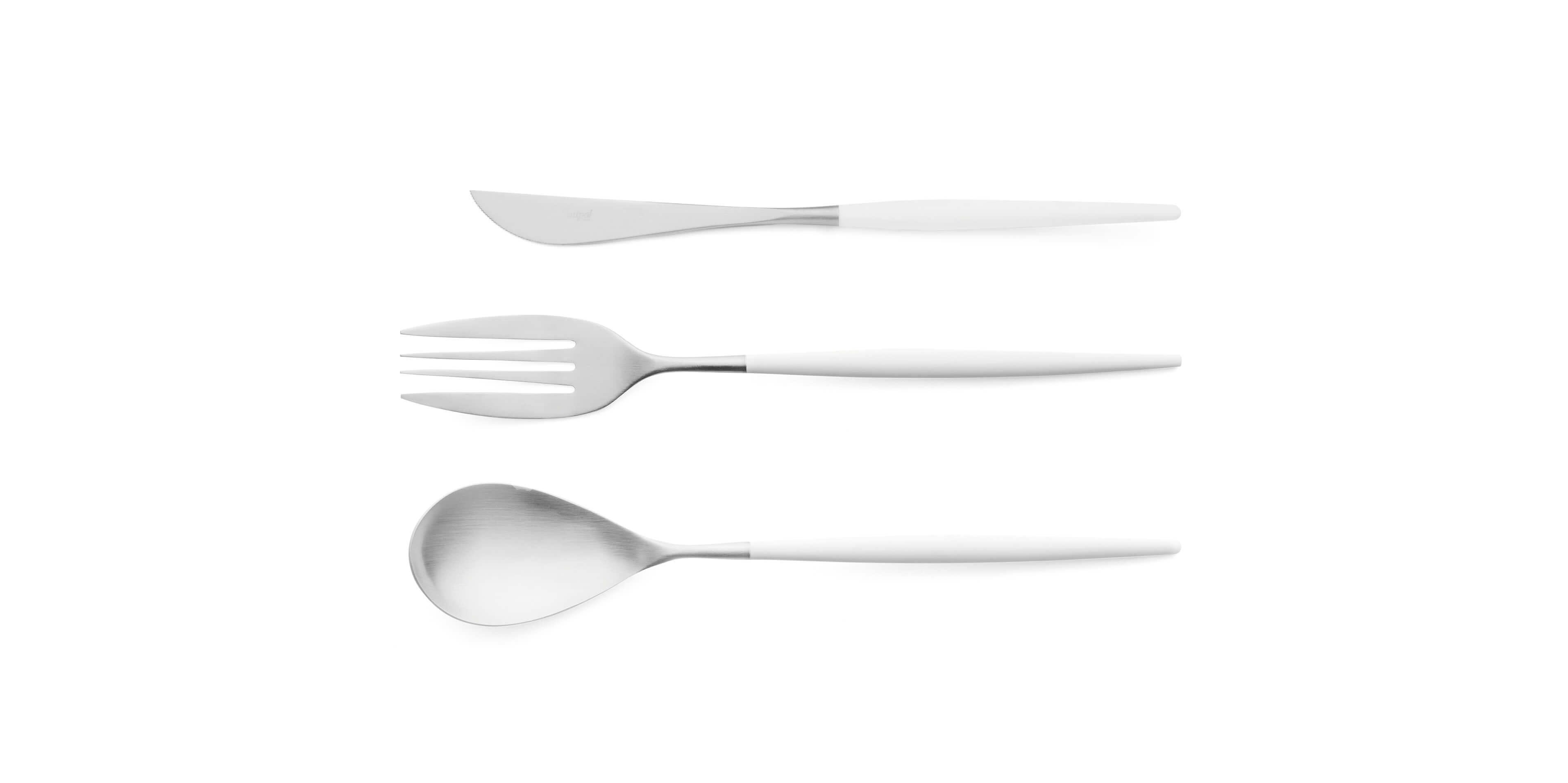 Serving spoon, serving fork and serving knife Cutipol Mio White