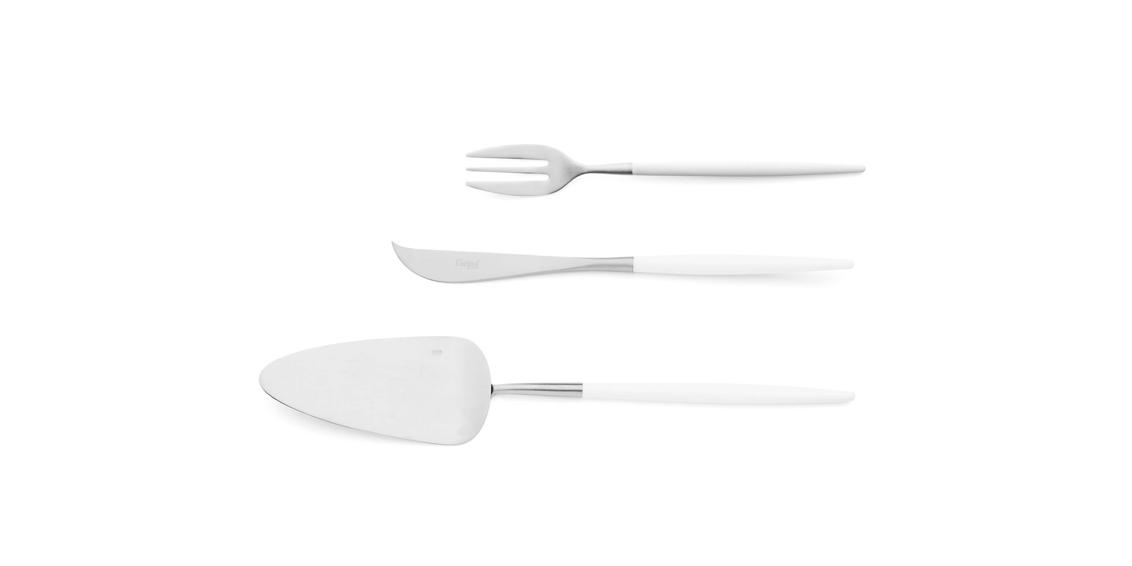 Pie server, cheese knife and pastry fork Cutipol Mio White