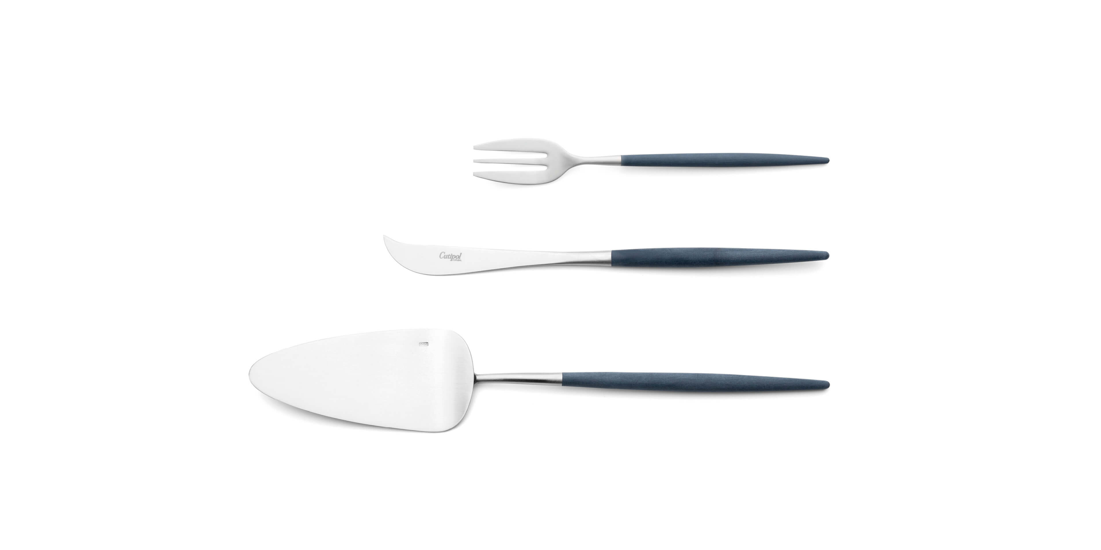 Pie server, cheese knife and pastry fork Cutipol Mio Blue