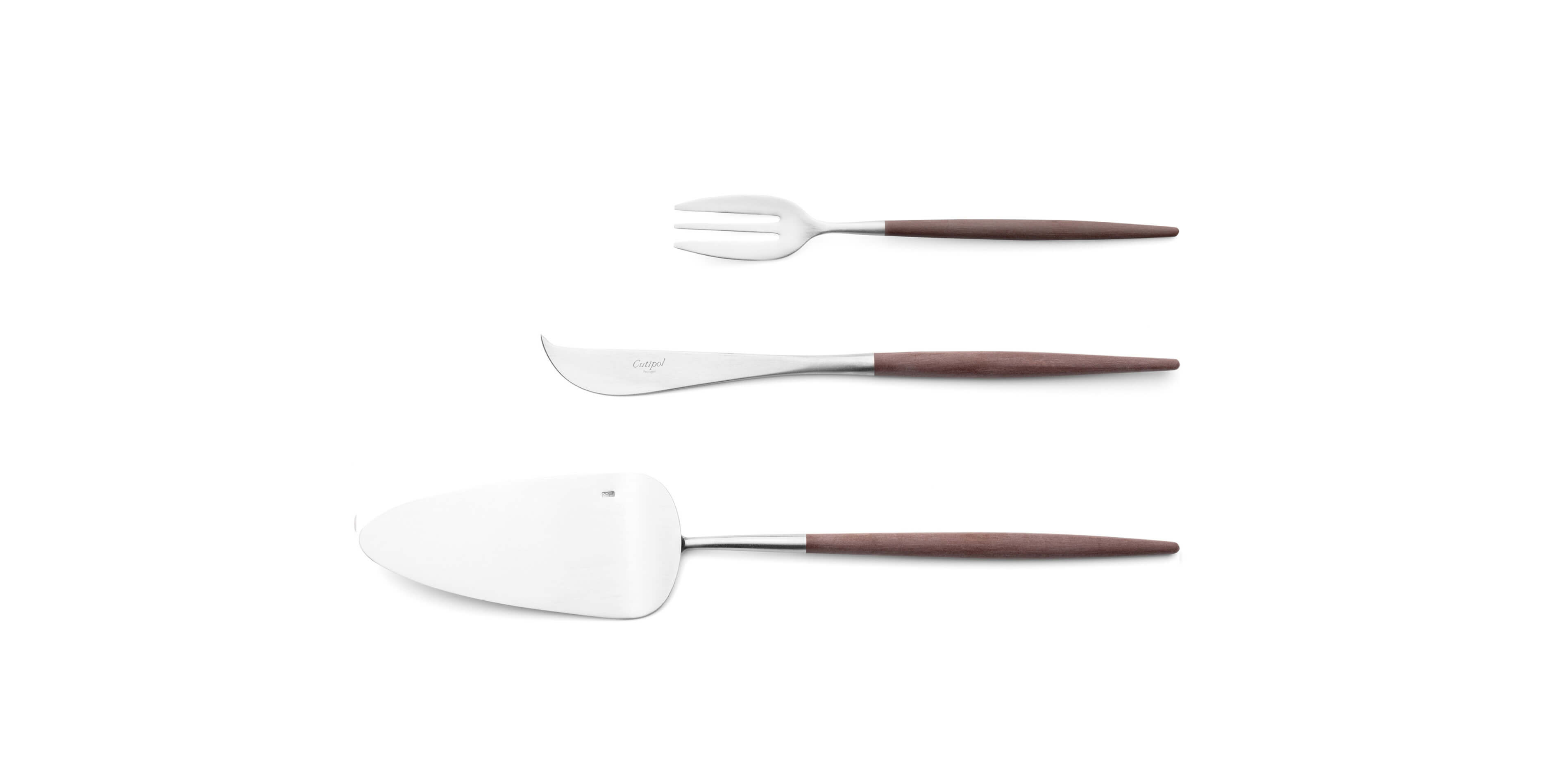 Pie server, cheese knife and pastry fork Cutipol Mio Brown
