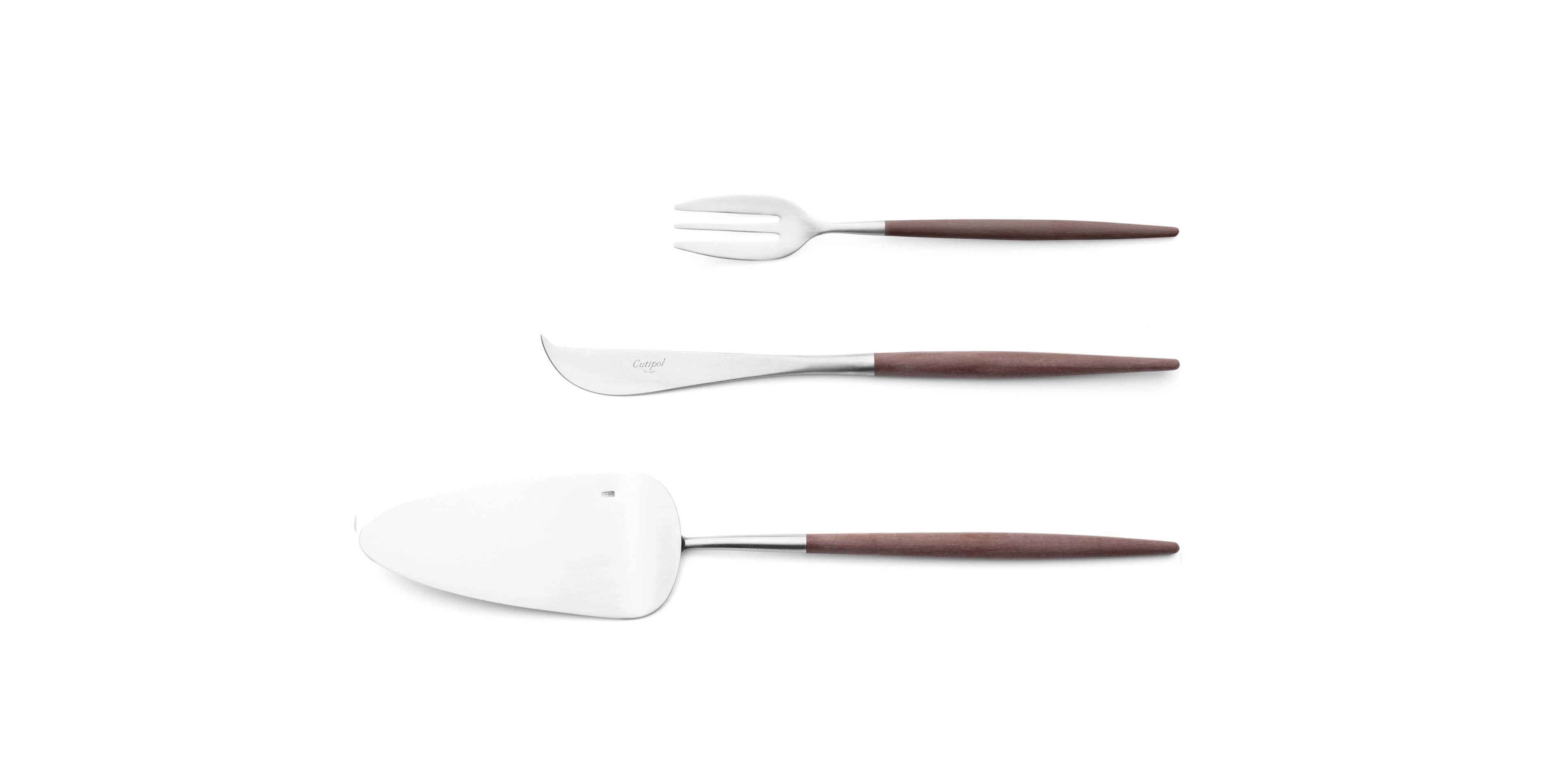 Pie server, cheese knife and pastry fork Cutipol Mio Brown
