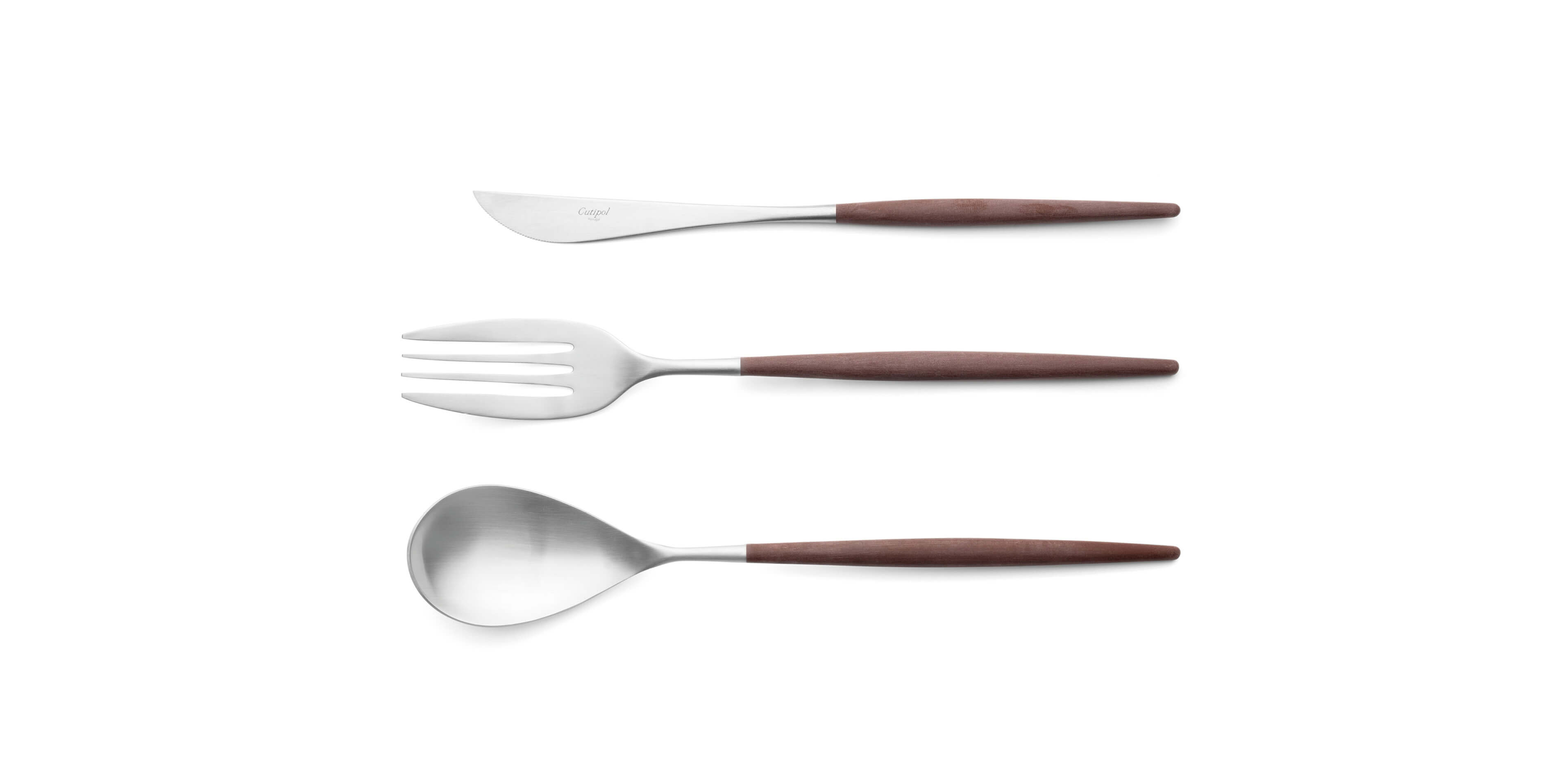 Serving spoon, serving fork and serving knife Cutipol Mio Brown