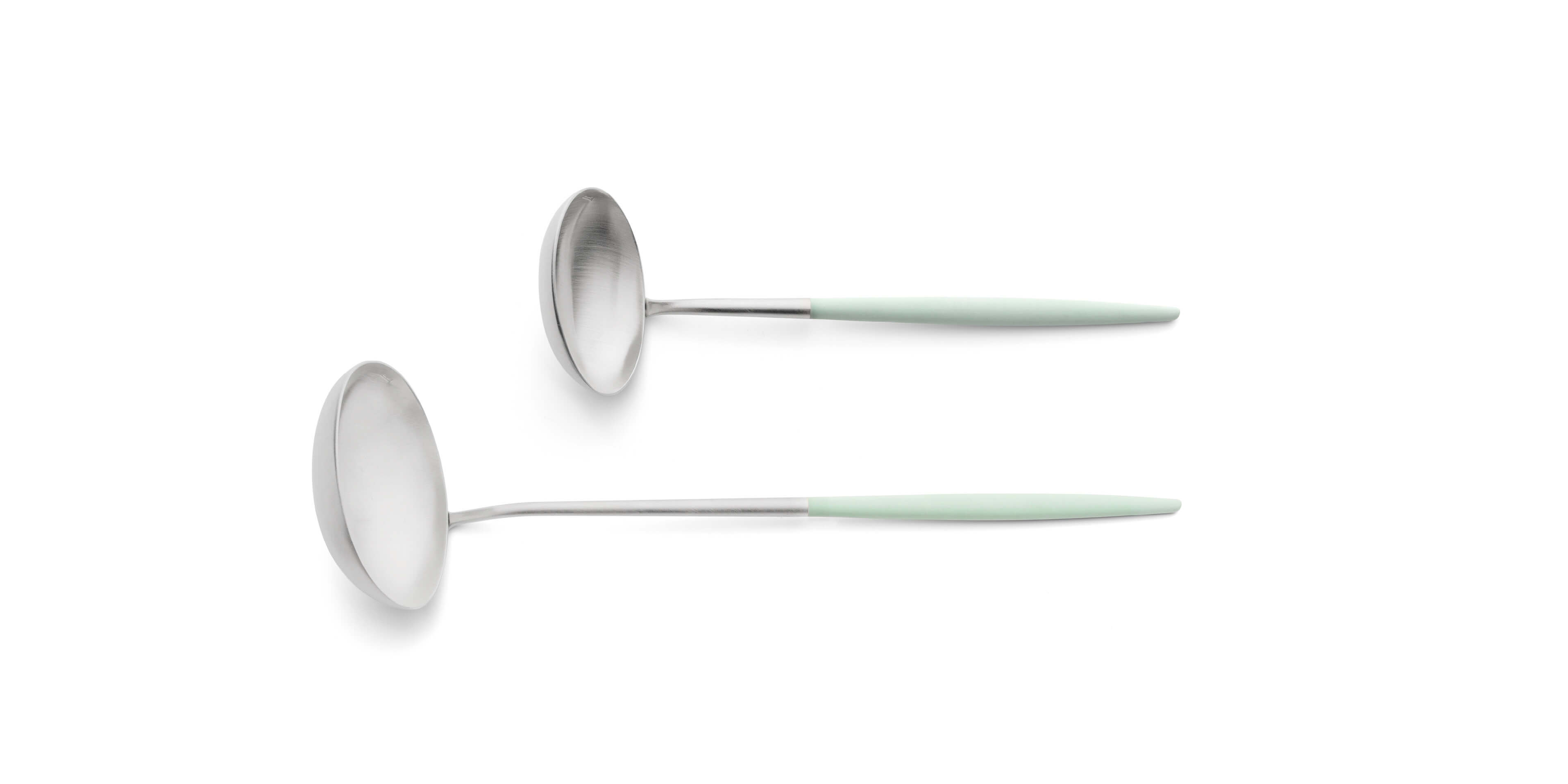 Cutipol Mio Celadon with soup ladle and sauce ladle