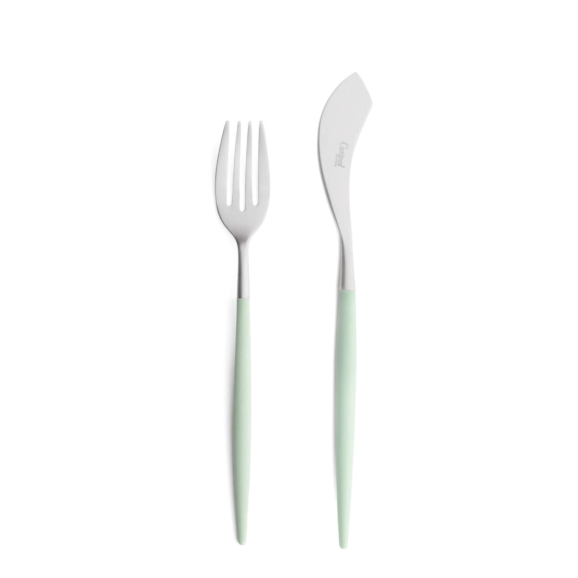 Talheres Cutipol Mio Celadon com garfo de peixe e faca de peixe