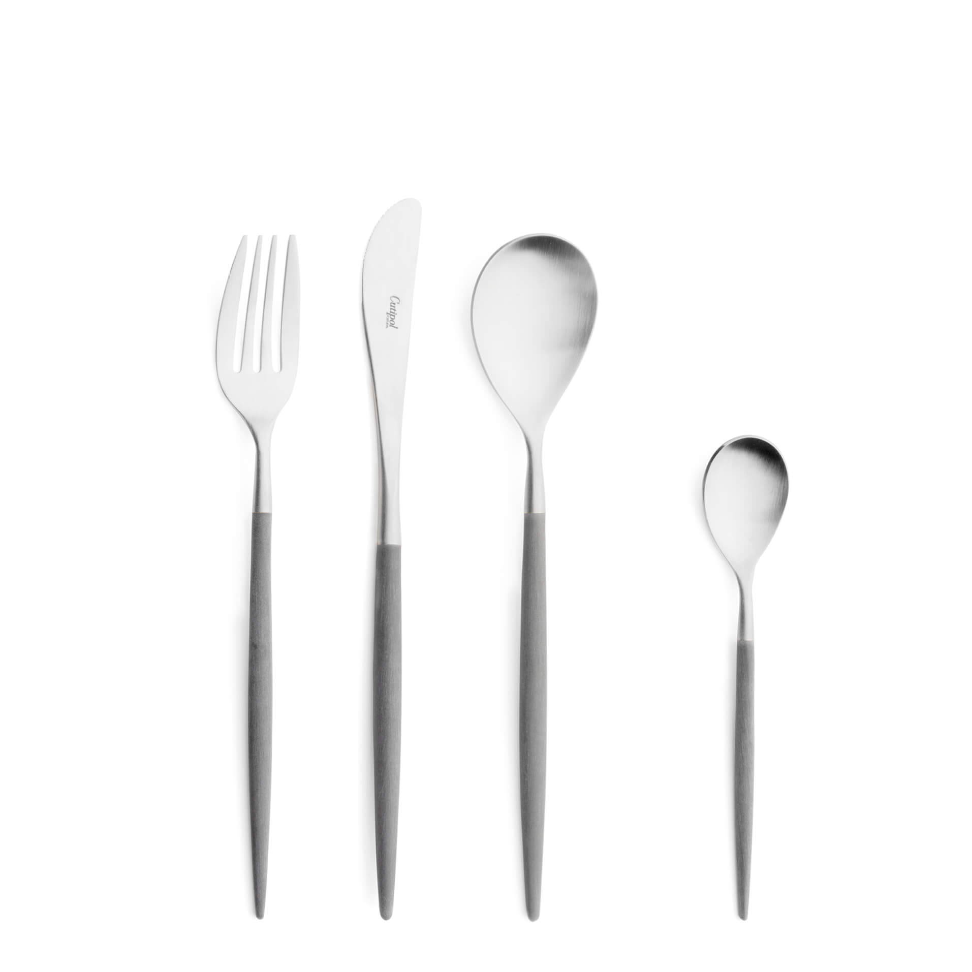 Cutipol Cutlery Mio Grey with dessert fork, dessert knife, dessert spoon and tea-coffee spoon