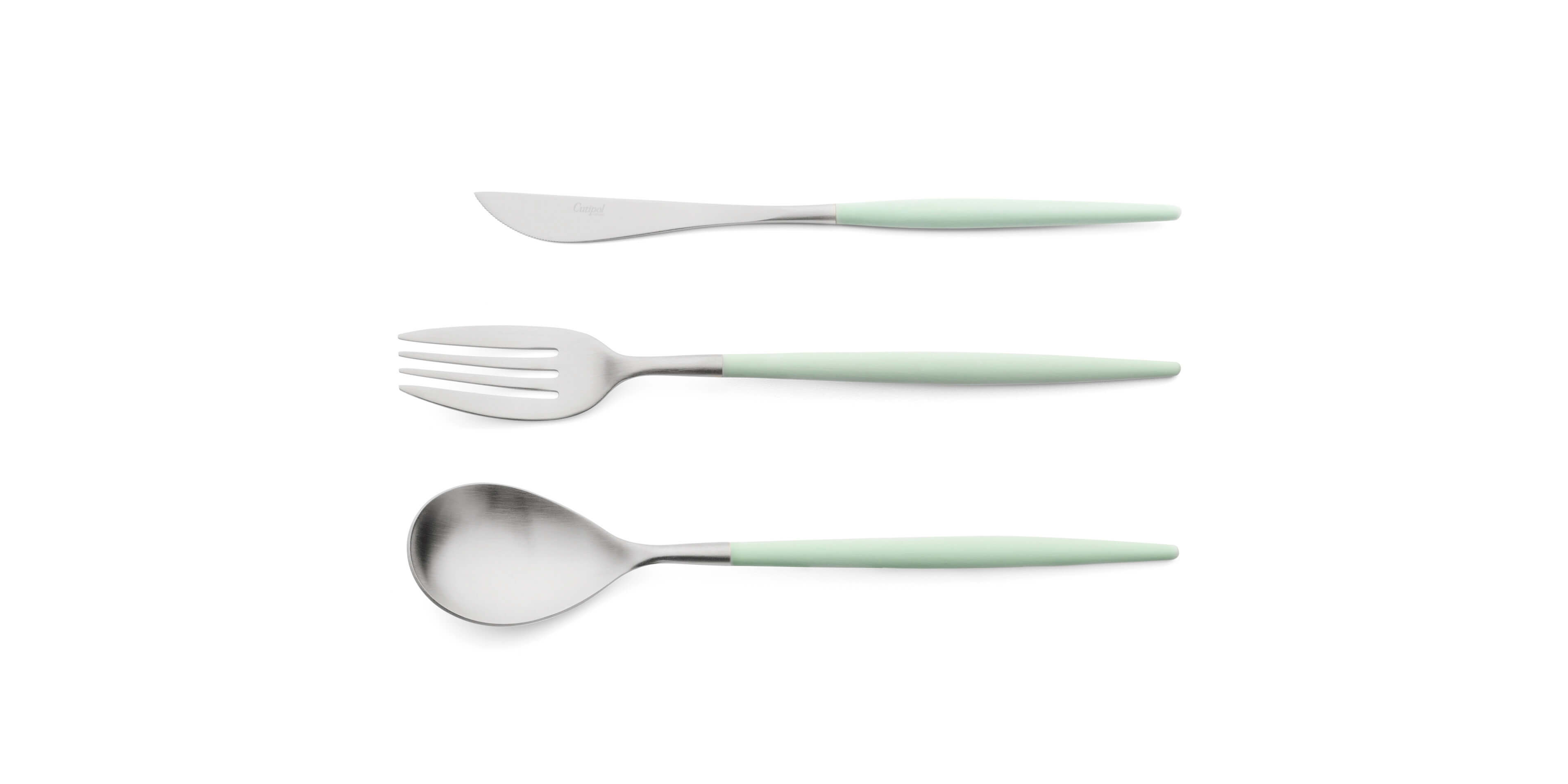 Colher de servir, garfo de servir e faca de servir Cutipol Mio Celadon
