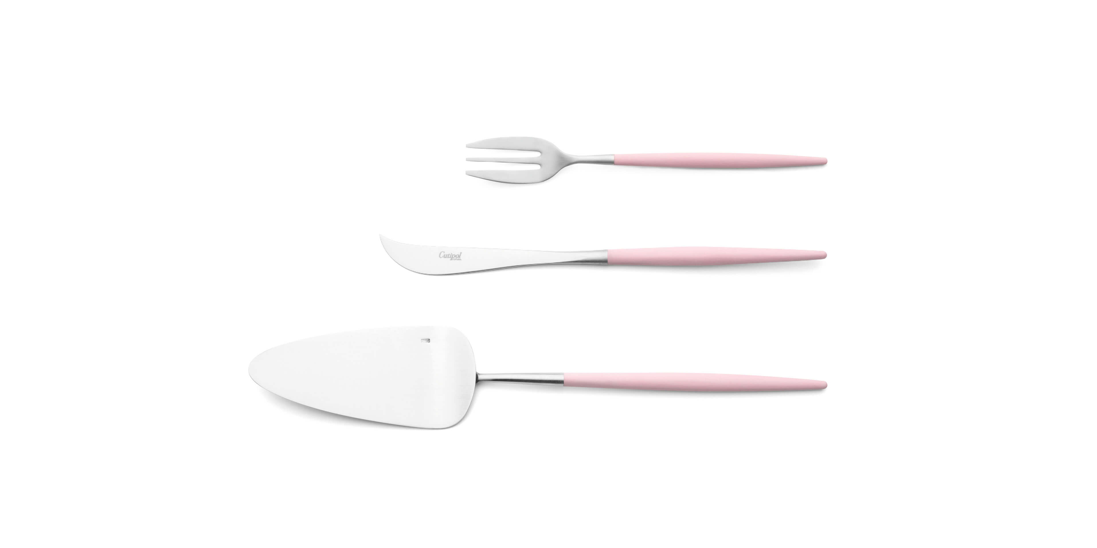 Pie server, cheese knife and pastry fork Cutipol Mio Pink