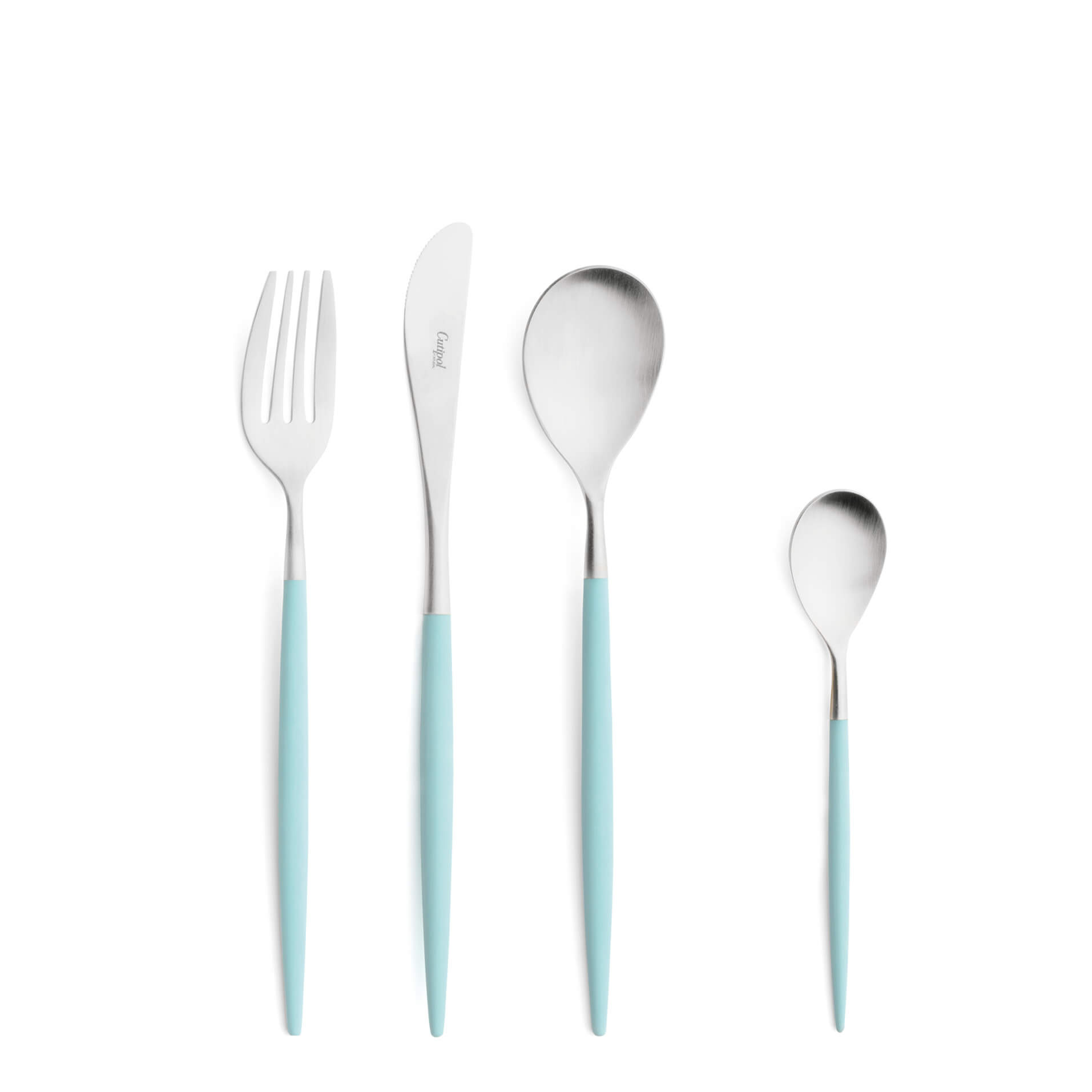 Cutipol Cutlery Mio Turquoise with dessert fork, dessert knife, dessert spoon and tea-coffee spoon