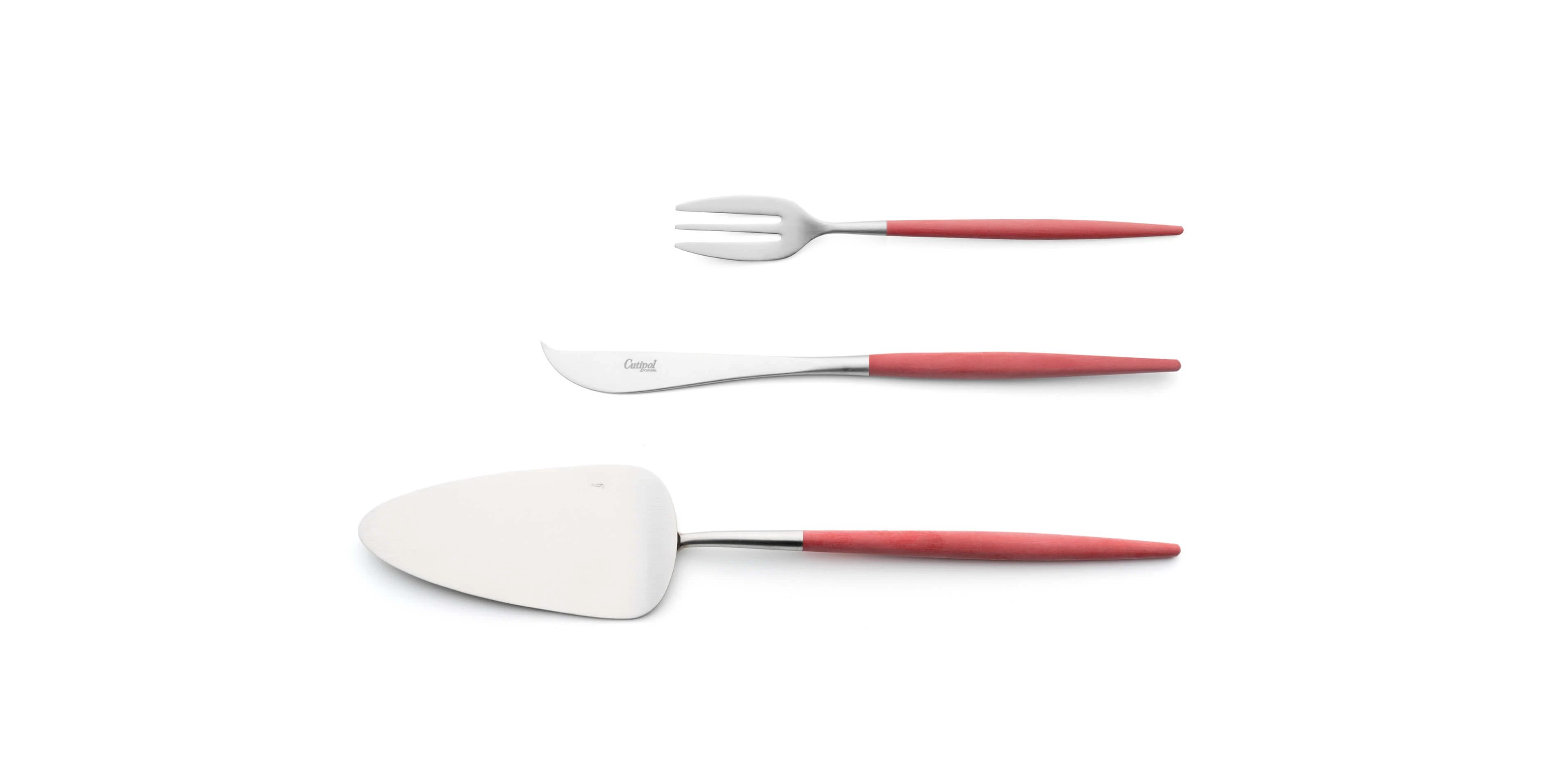 Pie server, cheese knife and pastry fork Cutipol Mio Red