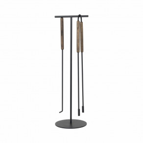 FURNITURE & DECO Ashi - Set of 3 fireplace tools brown