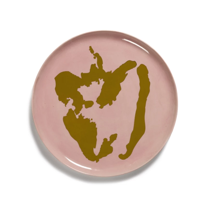 SERAX Feast - Pink serving plate with gold pepper #1
