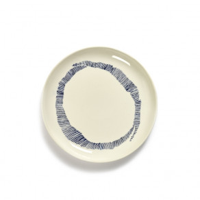 SERAX Feast - White plate with blue stripes S
