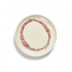 SERAX Feast - White plate with red stripes S