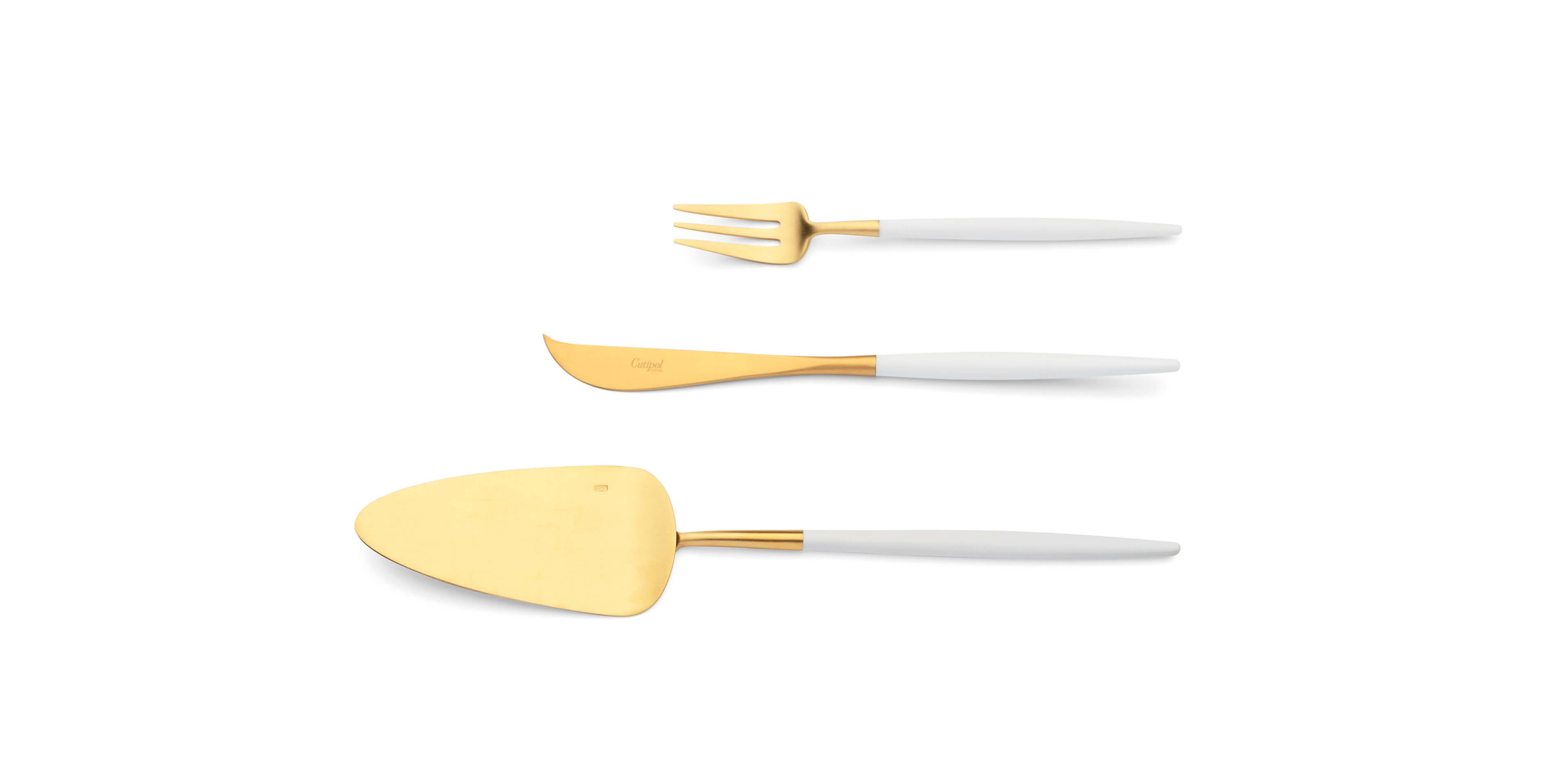 Pie server, cheese knife and pastry fork Cutipol Goa White Gold