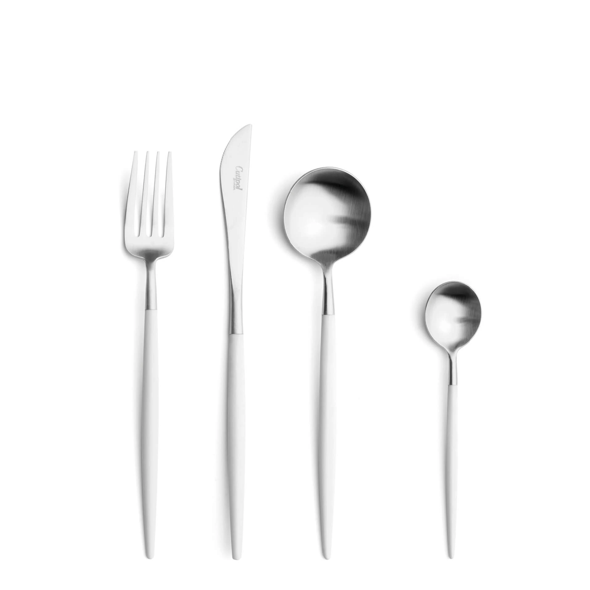 Cutipol Cutlery Goa White with dessert fork, dessert knife, dessert spoon and tea-coffee spoon
