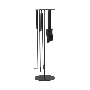 FURNITURE & DECO Ashi - Conjunto de 5 utensílios para lareira preto