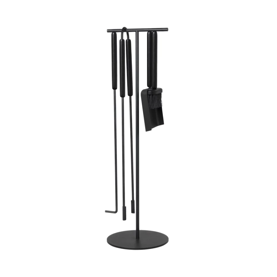 FURNITURE & DECO Ashi - Conjunto de 5 utensílios para lareira preto #1